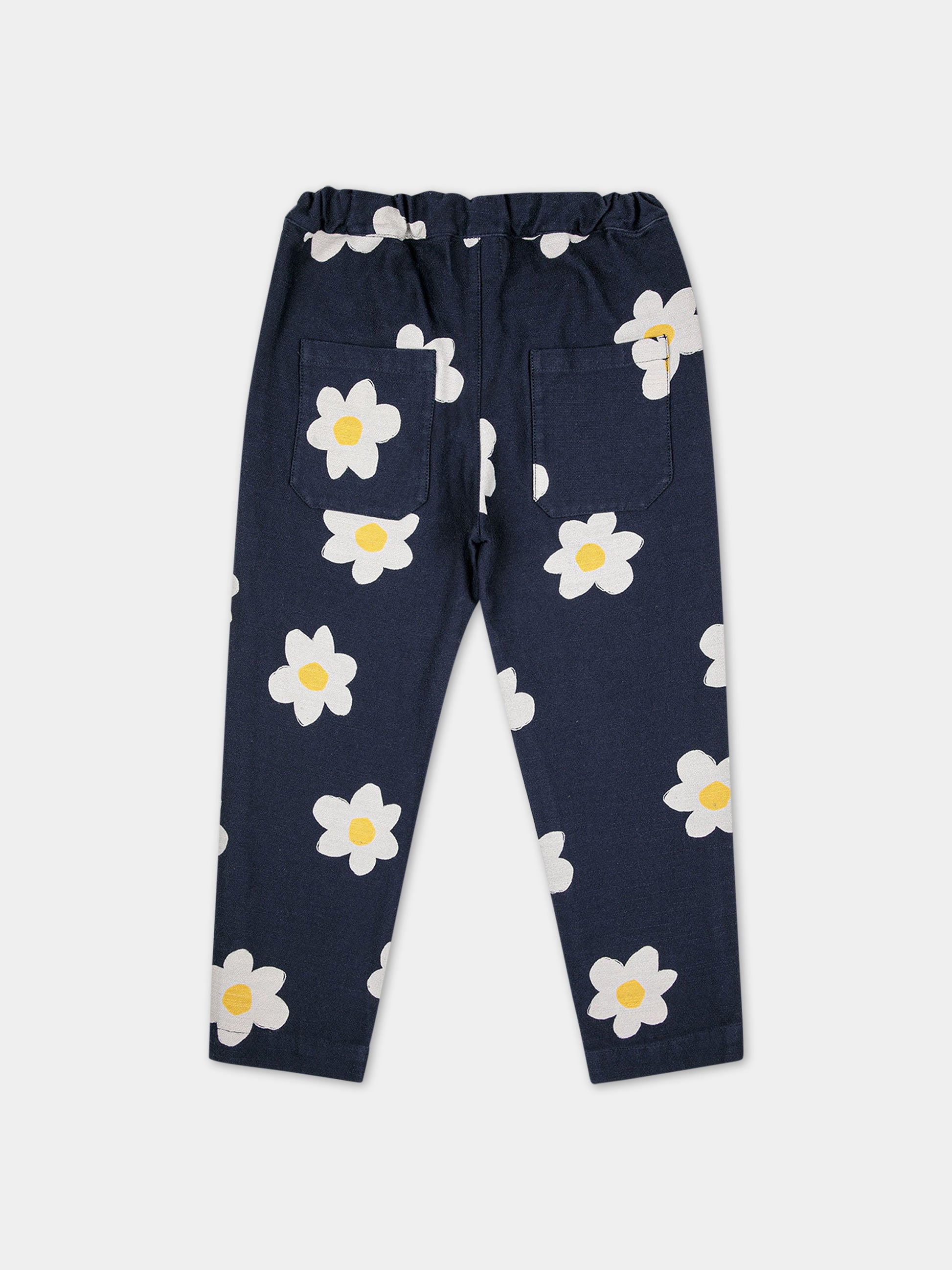 Pantalone blu per bambina con stampa margherite,Bobo Choses,223AC080