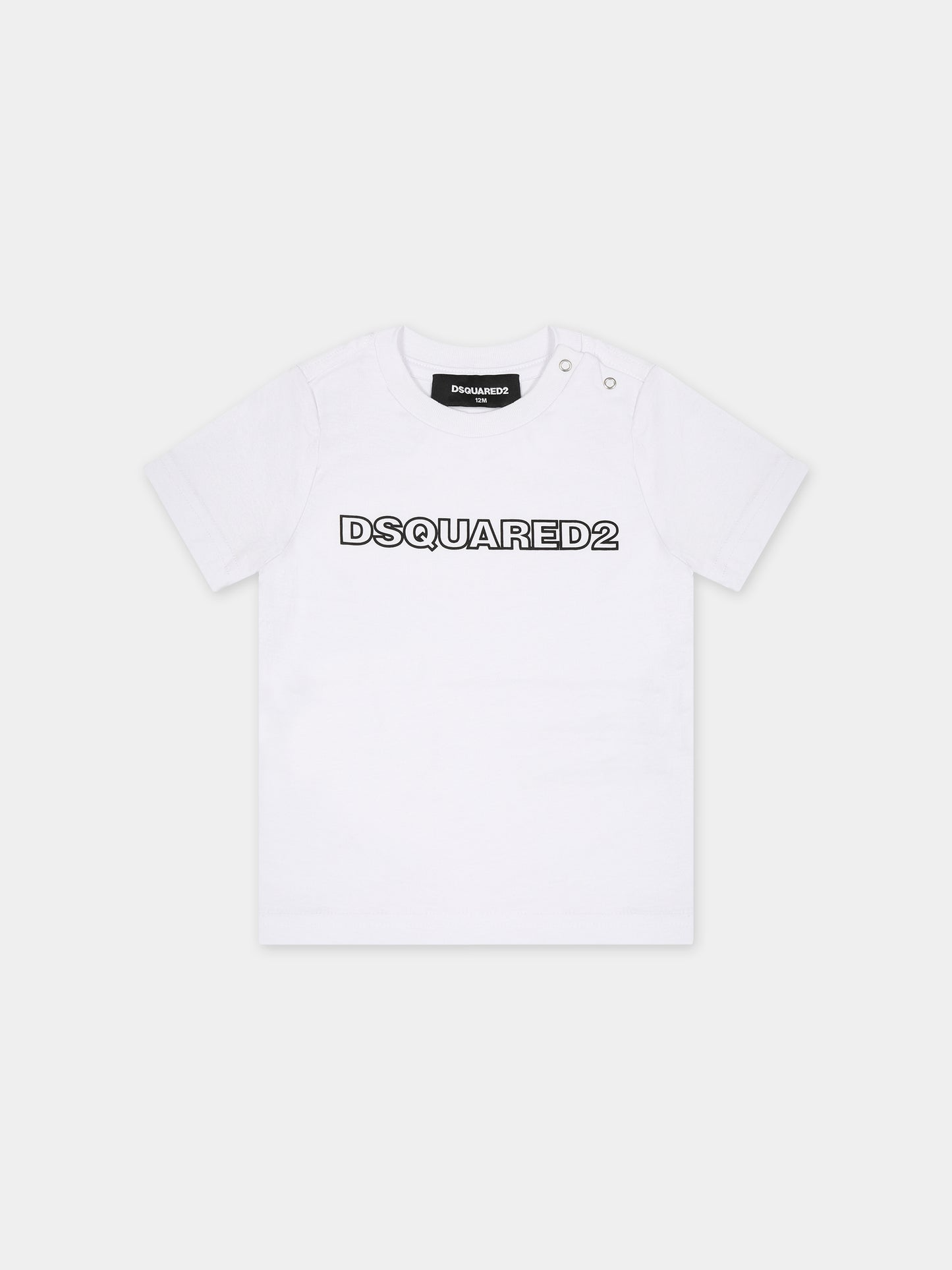 T-shirt bianca per neonato con logo,Dsquared2,DQ1792 D00MV DQ100