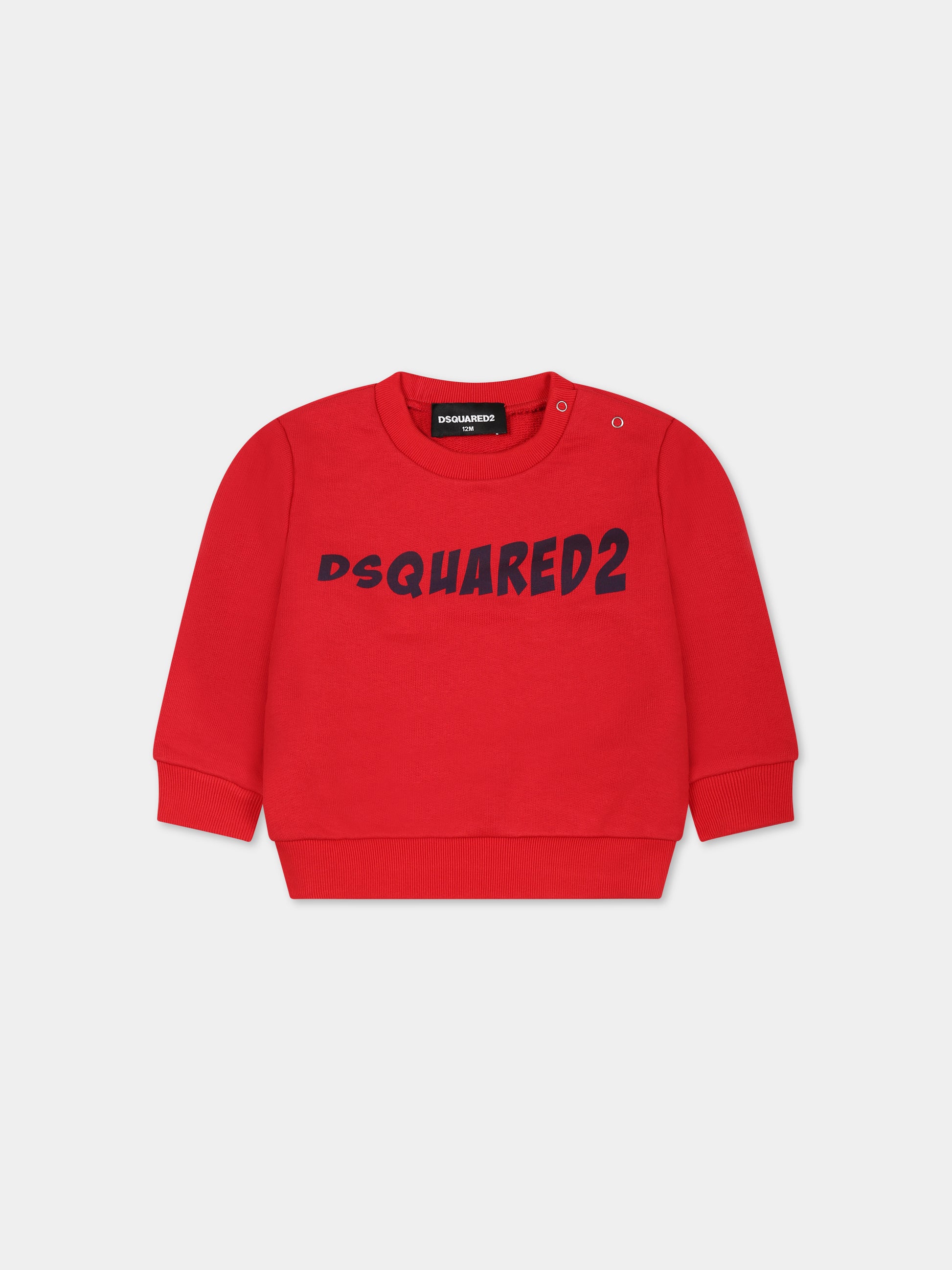 Felpa rossa per neonato con logo,Dsquared2,DQ1796 D003G DQ411