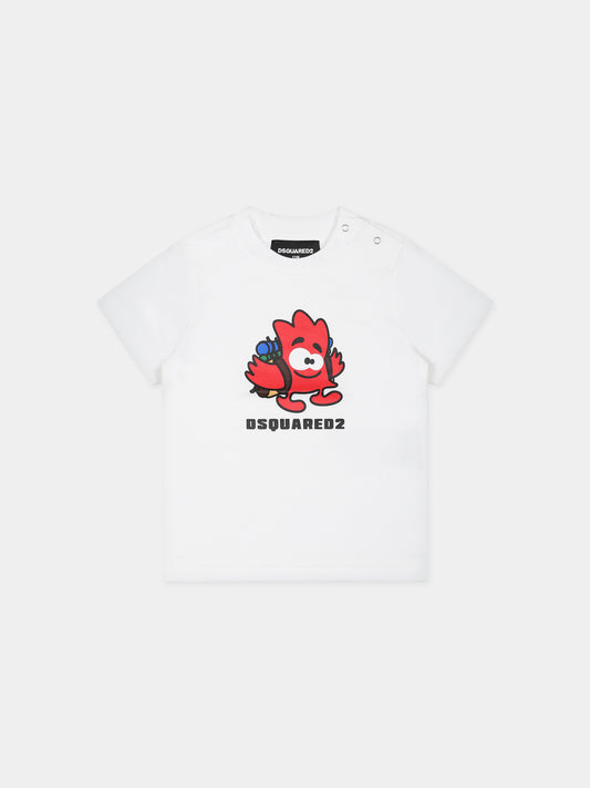 T-shirt bianca per neonato con logo e stampa,Dsquared2,DQ1998 D00MM DQ100