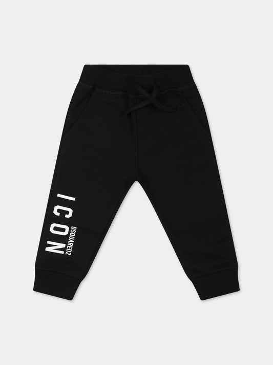 Pantaloni neri per neonato con logo,Dsquared2,DQ1691 D003G DQ900