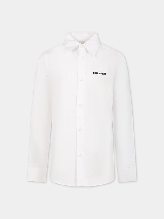 Camicia bianca per bambino con logo,Dsquared2,DQ1553 D007D DQ100