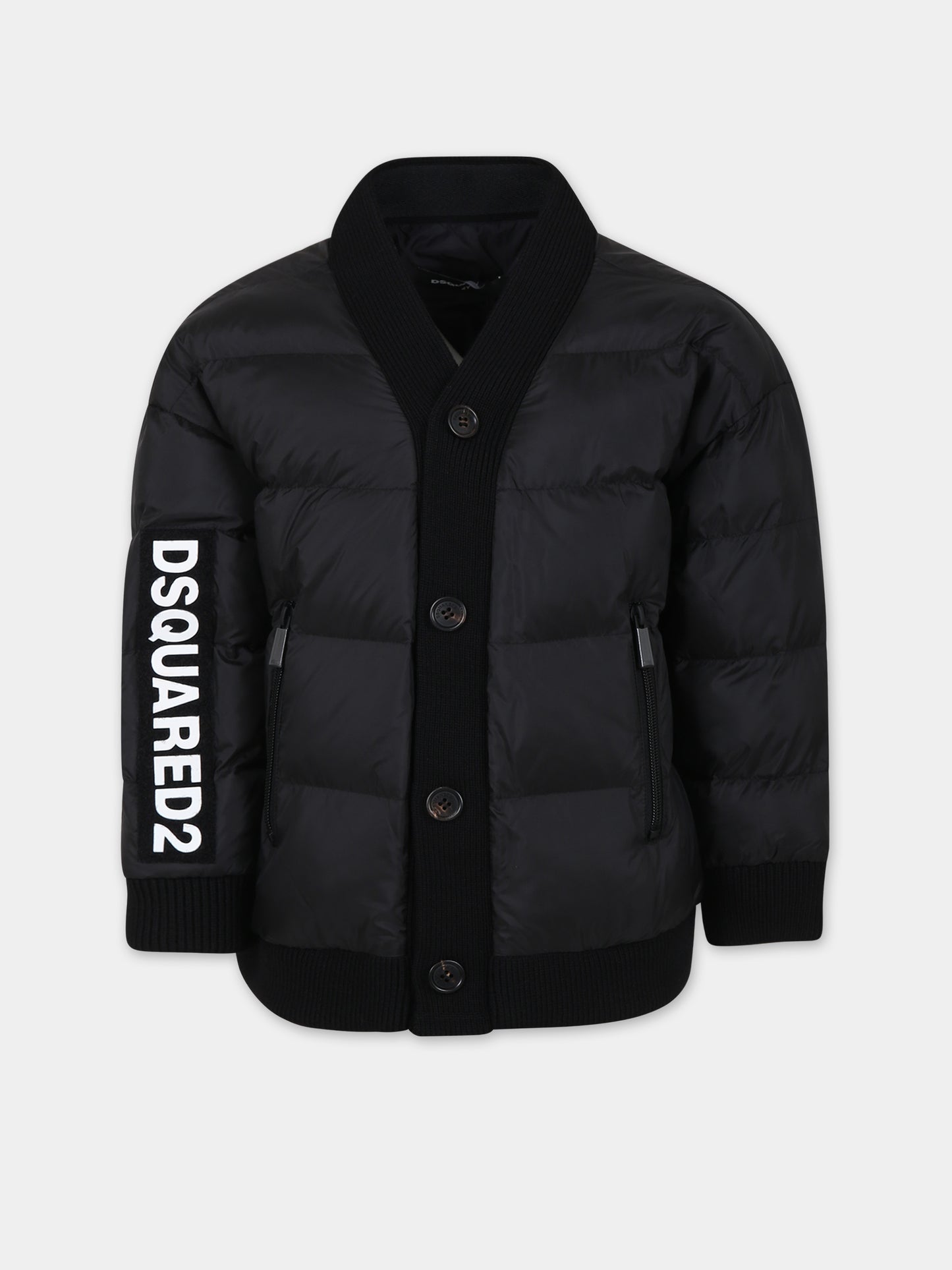 Piumino nero per bambino con logo,Dsquared2,DQ1931 D0A4X DQ900