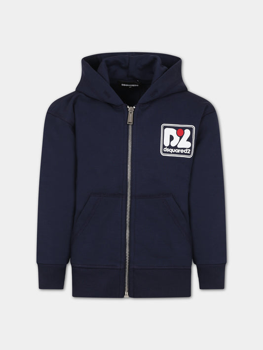 Felpa blu per bambino con logo,Dsquared2,DQ1953 D0094 DQ875