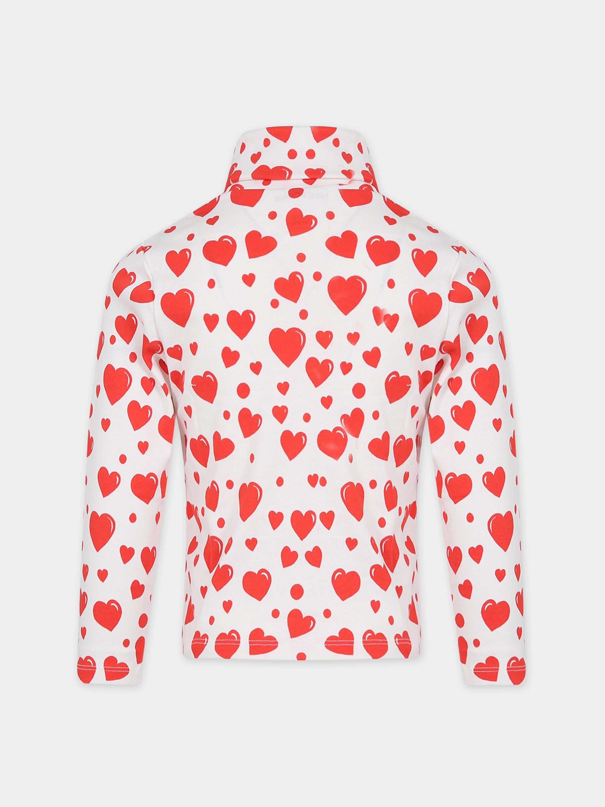 Dolcevita bianco per bambina con stampa cuori,Mini Rodini,2372011600