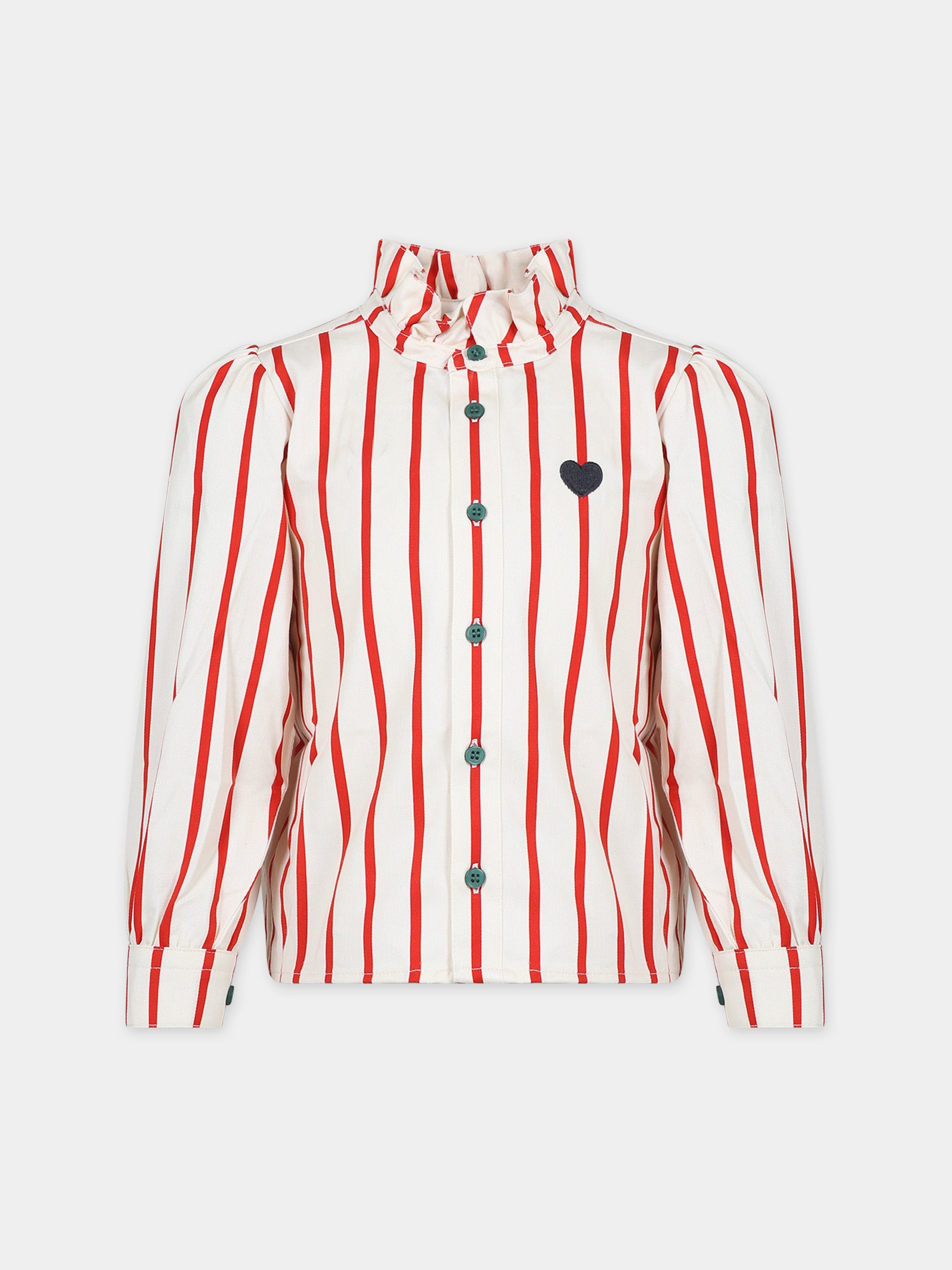 Camicia avorio per bambina con cuore,Mini Rodini,2372010500
