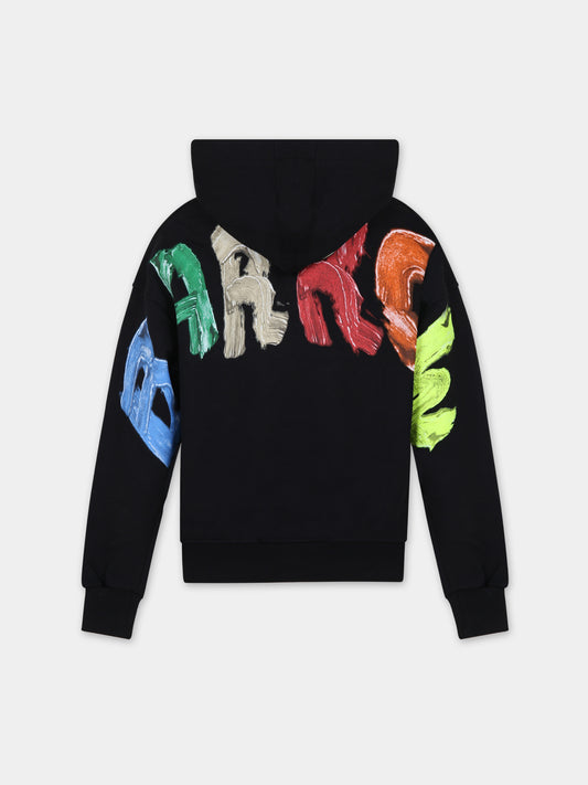 Felpa nera per bambini con logo e smile,Barrow,F3BKJUHS042 110