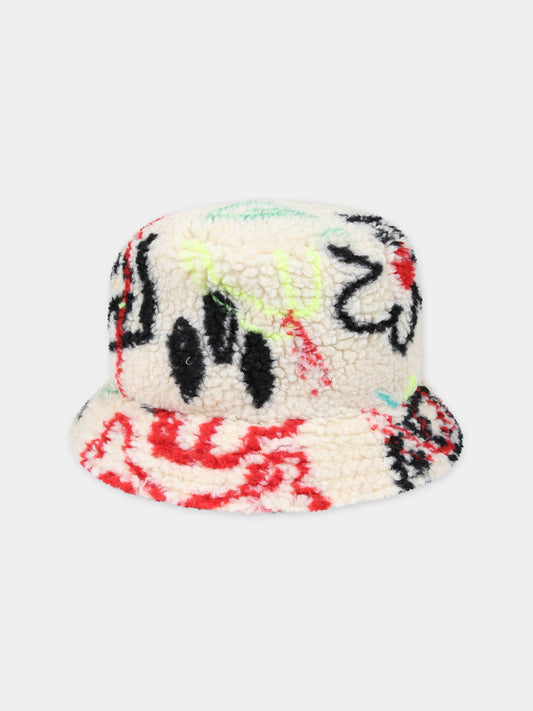 Cloche beige per bambini con logo e stampa,Eirene,F3BKJUCT083 BW009