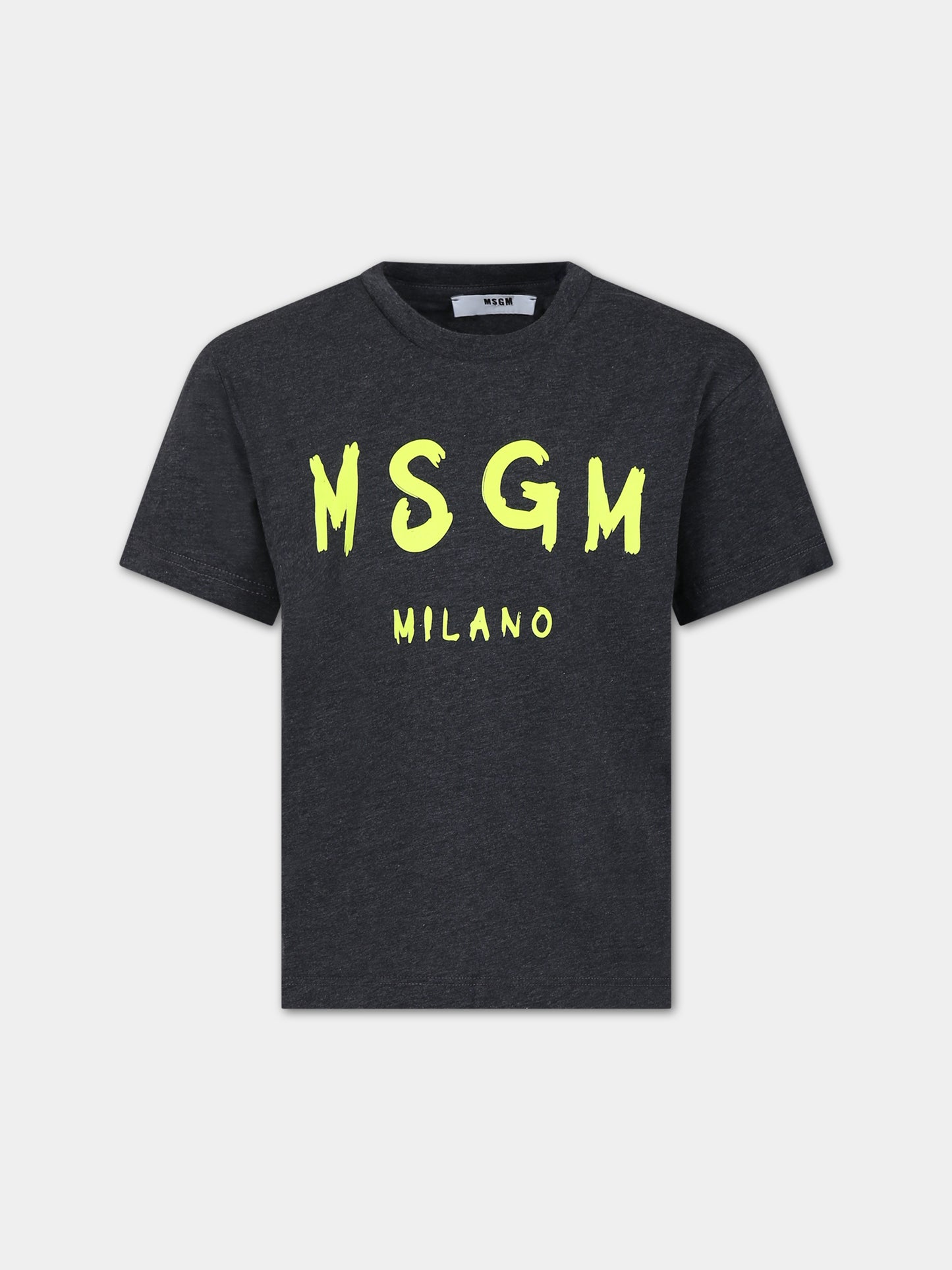 T-shirt grigia per bambini con logo,Msgm Kids,F3MSJUTH012 104