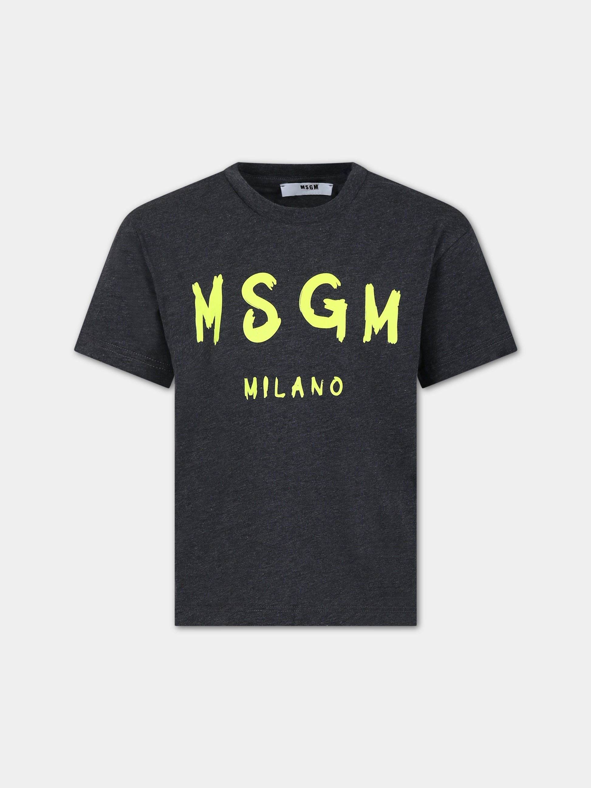 T-shirt grigia per bambini con logo,Msgm Kids,F3MSJUTH012 104