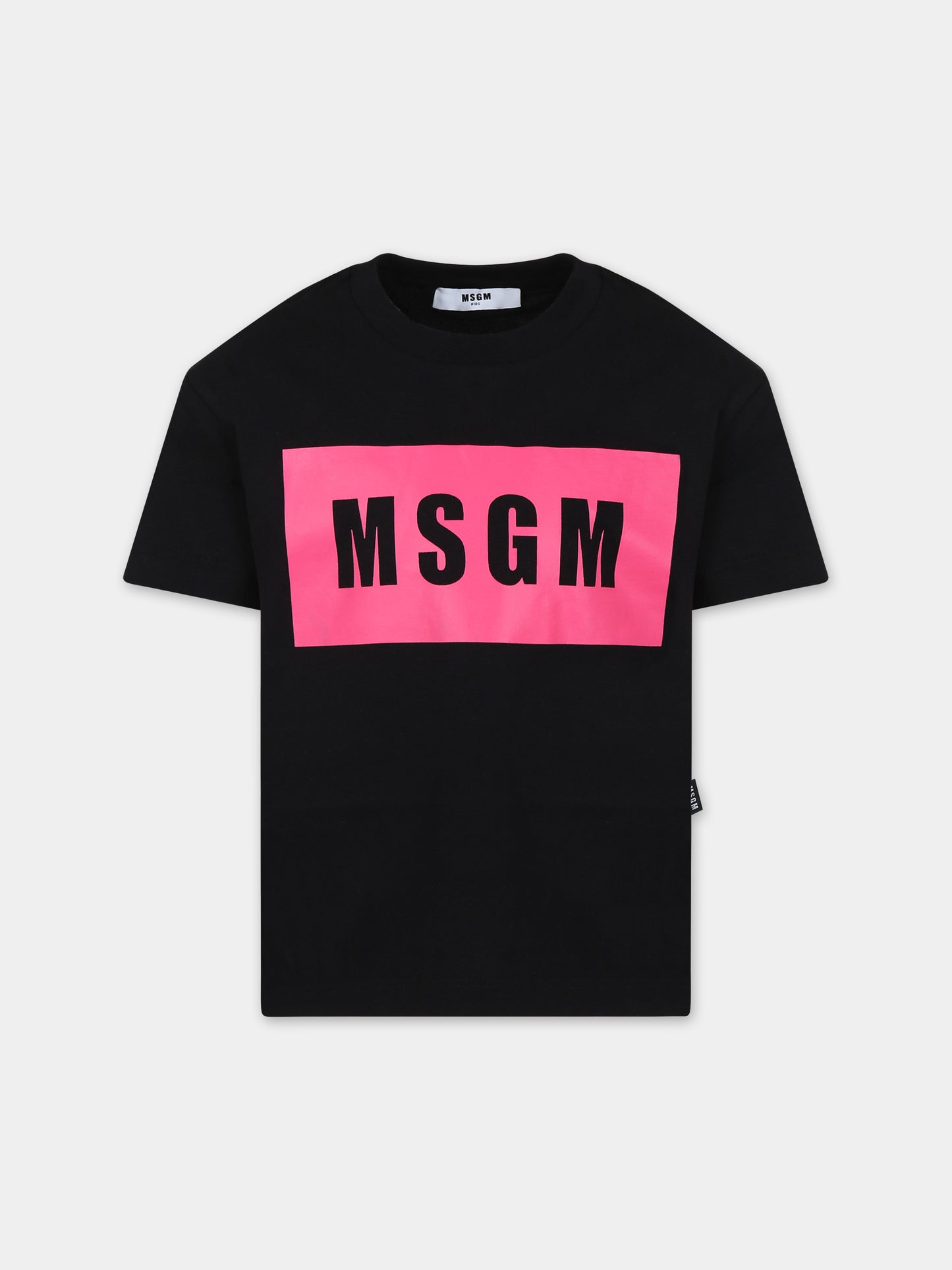 T-shirt nera per bambina con logo,Msgm Kids,F3MSJUTH010 110
