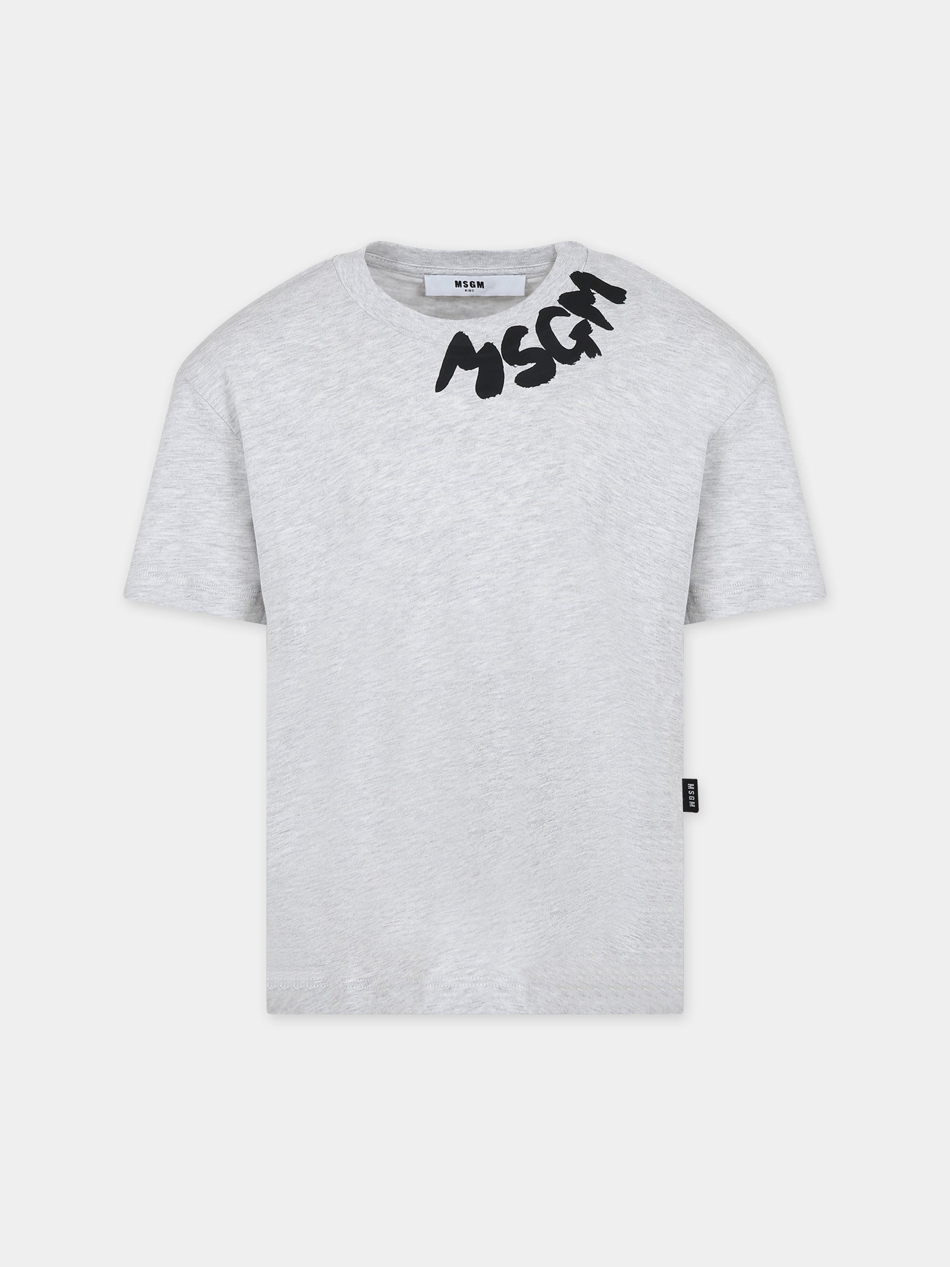 T-shirt grigia per bambini con logo,Msgm Kids,F3MSJUTH205 107