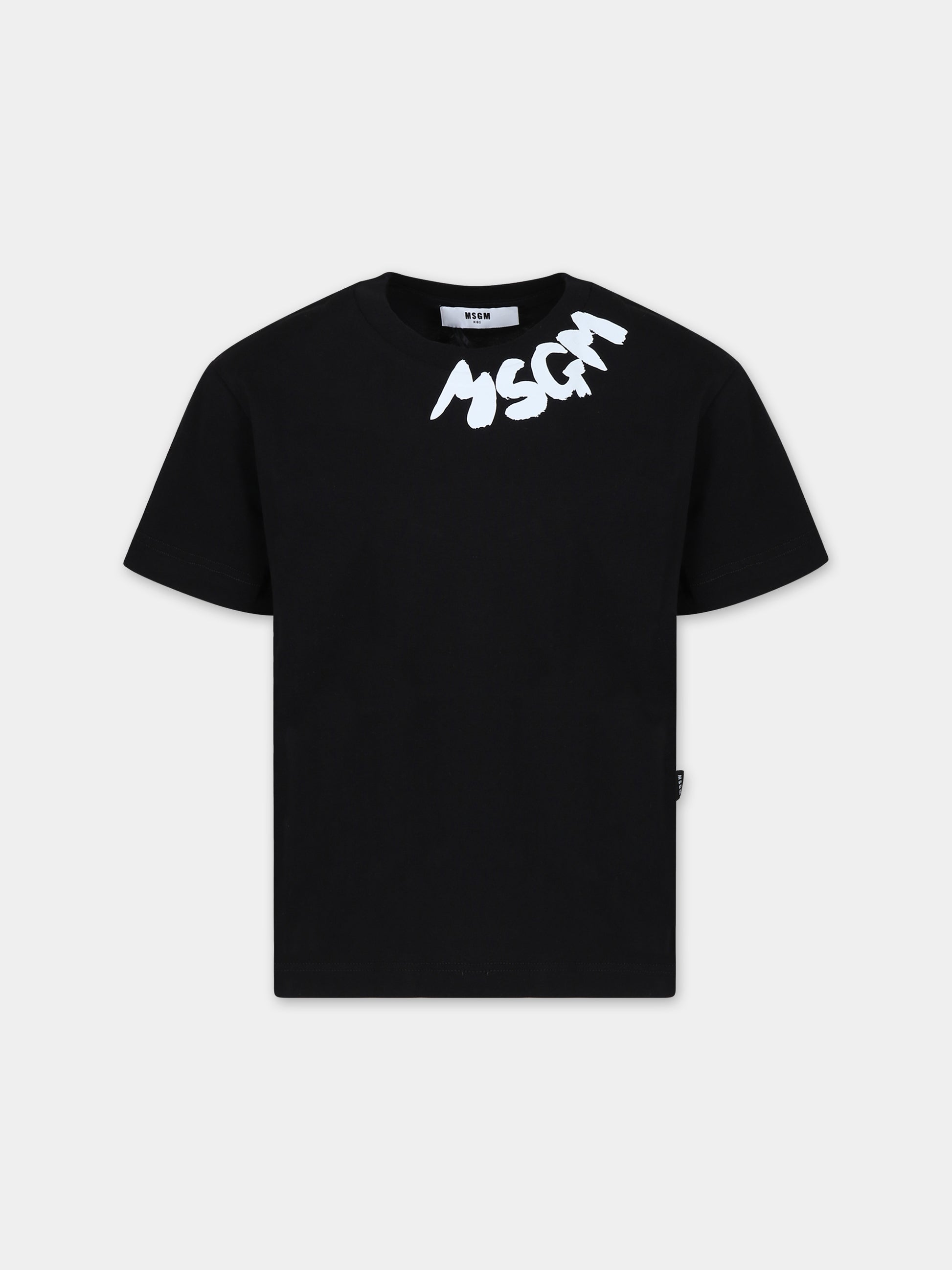 T-shirt nera per bambini con logo,Msgm Kids,F3MSJUTH205 110