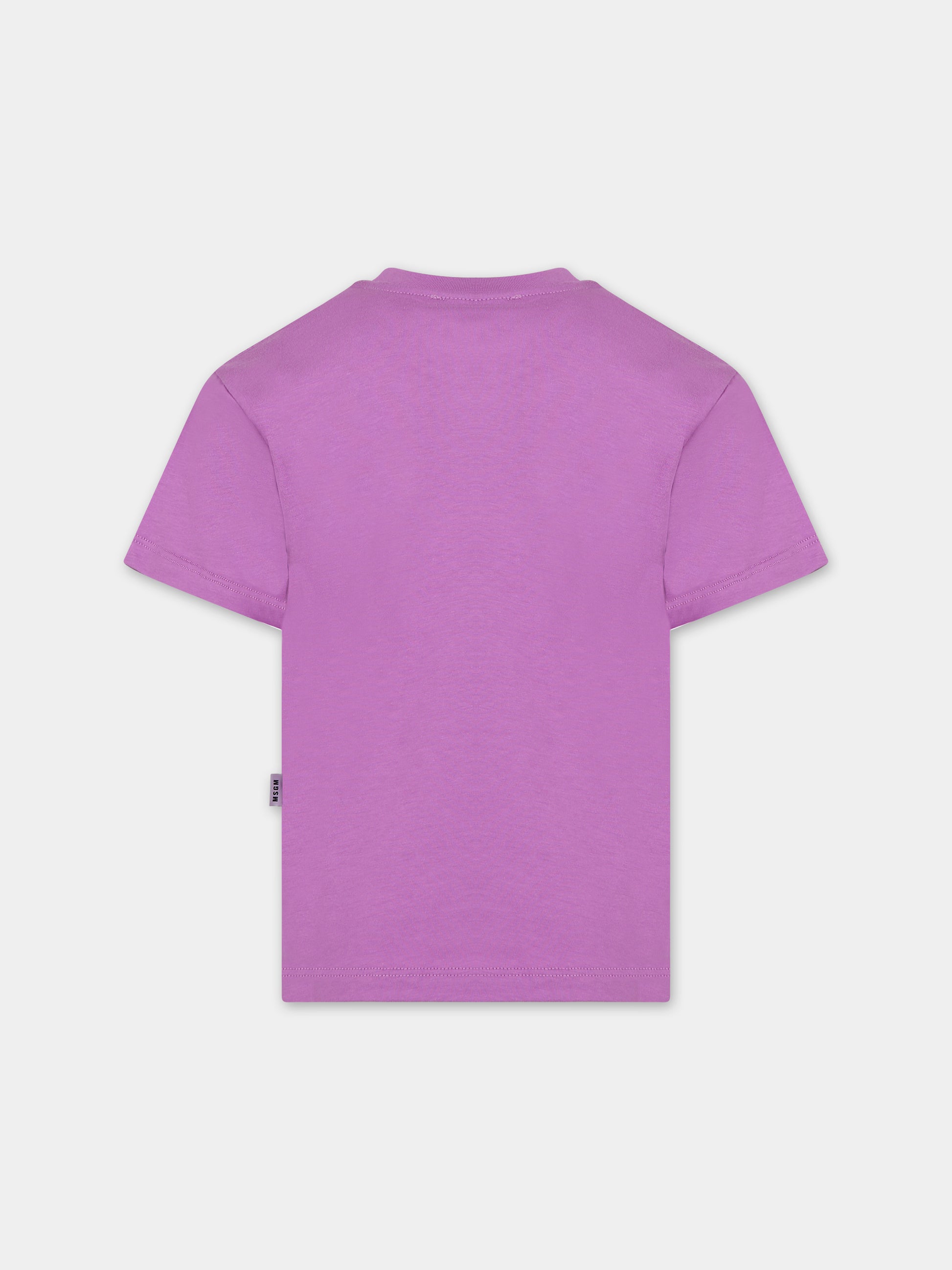 T-shirt viola per bambina con logo,Msgm Kids,F3MSJUTH205 071