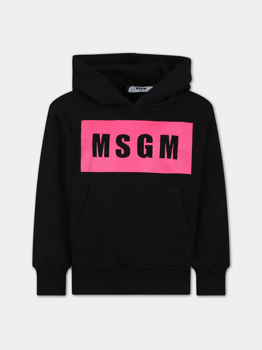 Felpa nera per bambina con logo,Msgm Kids,F3MSJUHS019 110