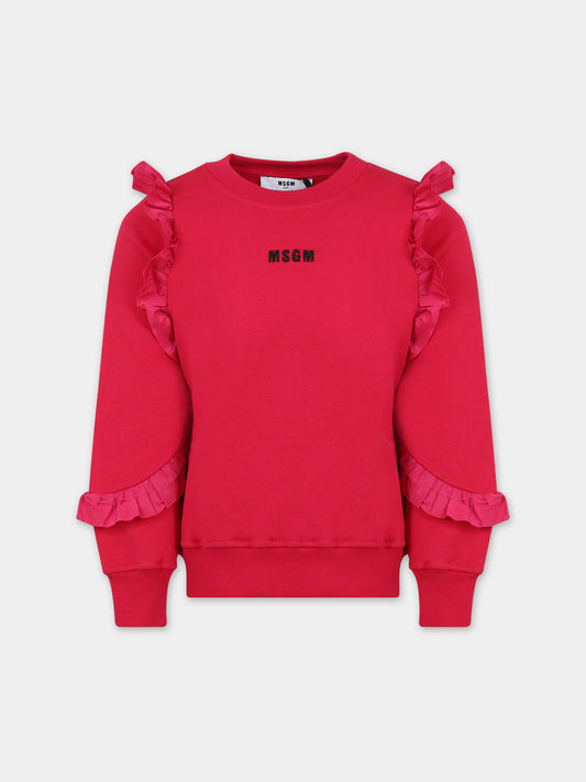 Felpa fucsia per bambina con logo,Msgm Kids,F3MSJGSW190 044