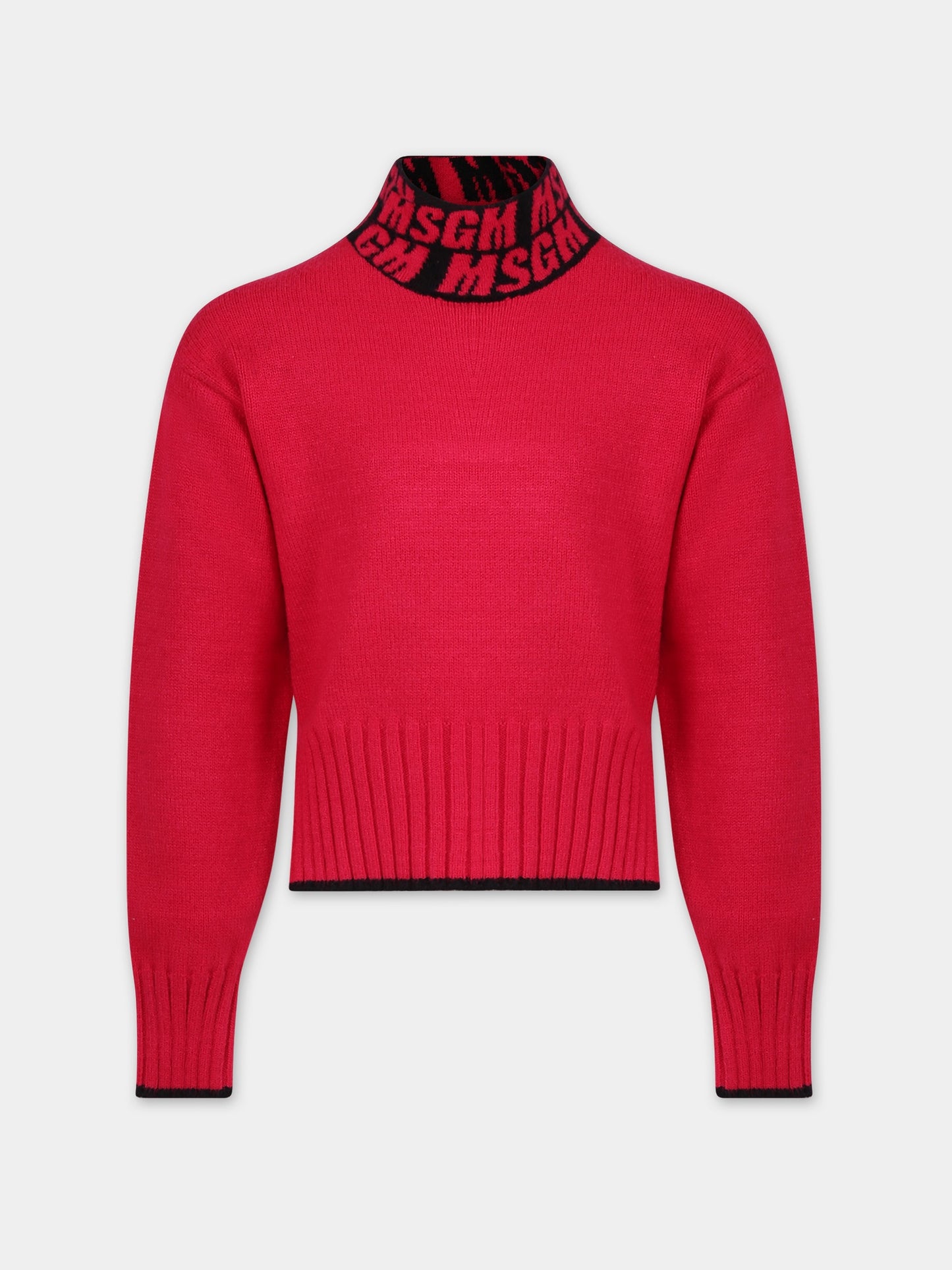 Dolcevita fucsia per bambina con logo,Msgm Kids,F3MSJGJP073 044