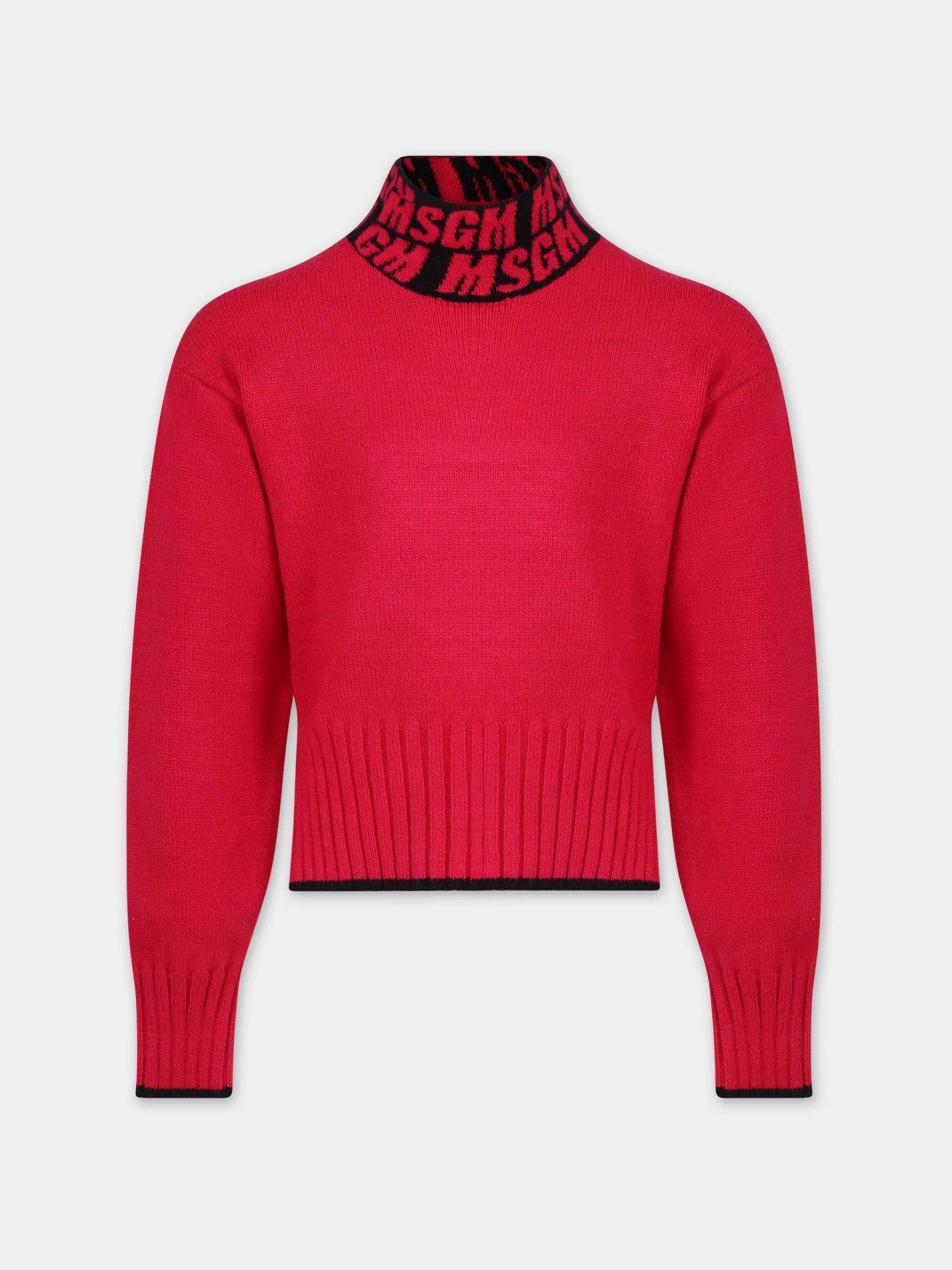 Dolcevita fucsia per bambina con logo,Msgm Kids,F3MSJGJP073 044