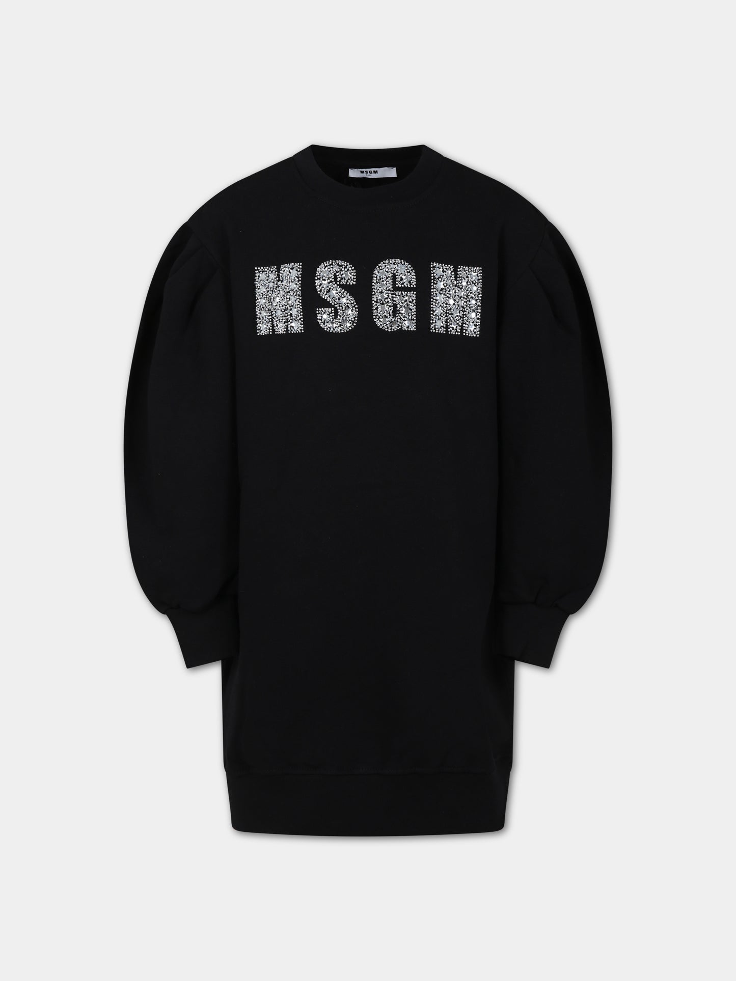 Vestito nero per bambina con logo,Msgm Kids,F3MSJGDR138 110