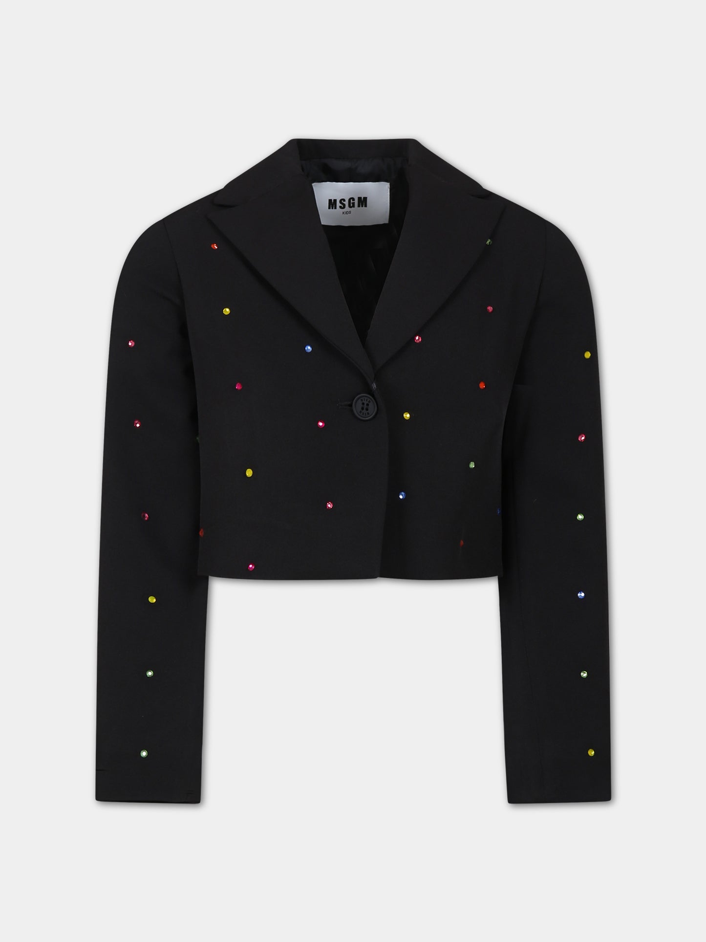 Giacca nera per bambina con strass,Msgm Kids,F3MSJGJK099 110