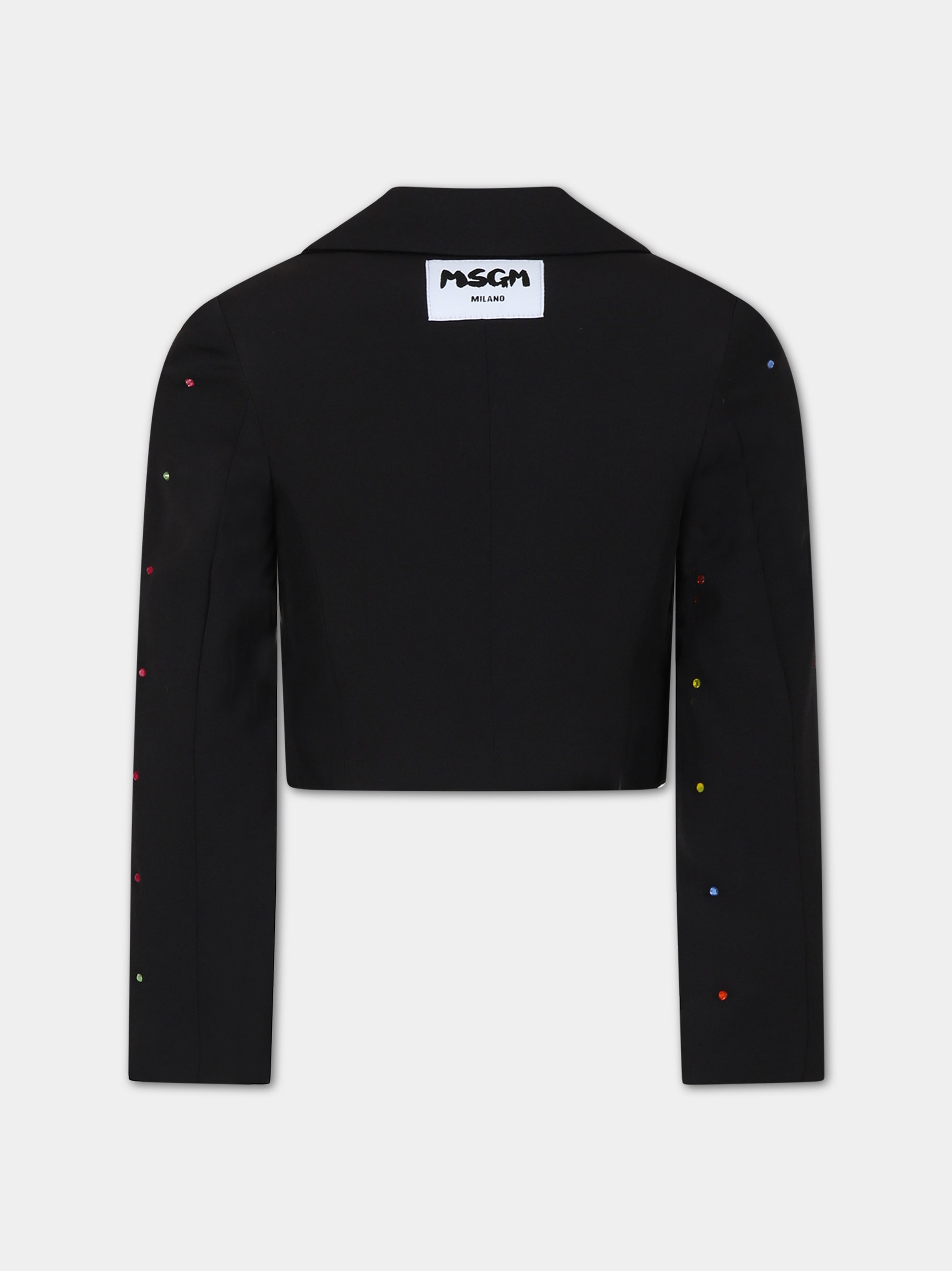 Giacca nera per bambina con strass,Msgm Kids,F3MSJGJK099 110
