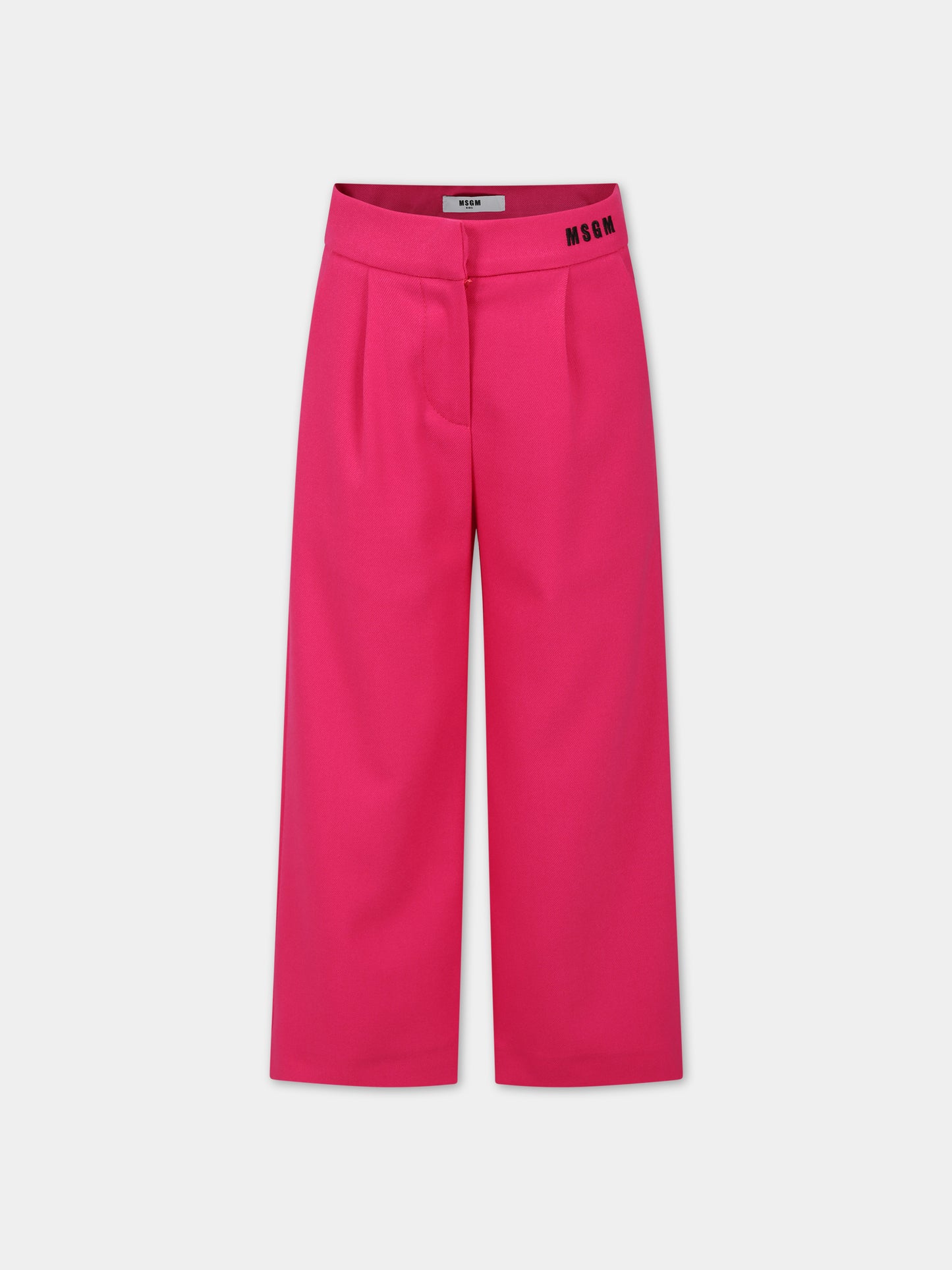 Pantaloni fucsia per bambina con logo,Msgm Kids,F3MSJGPA096 044