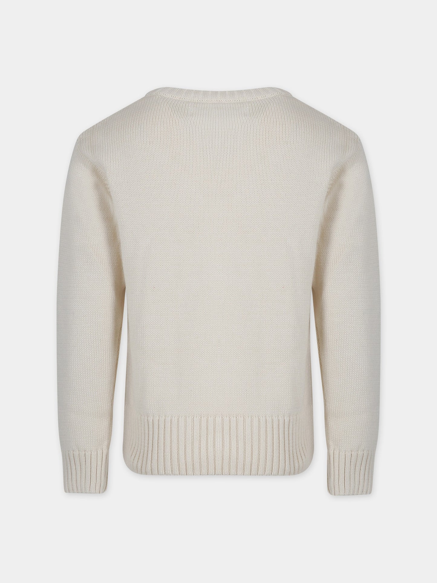 Maglione avorio per bambini con logo,Msgm Kids,F3MSJUJP153 013