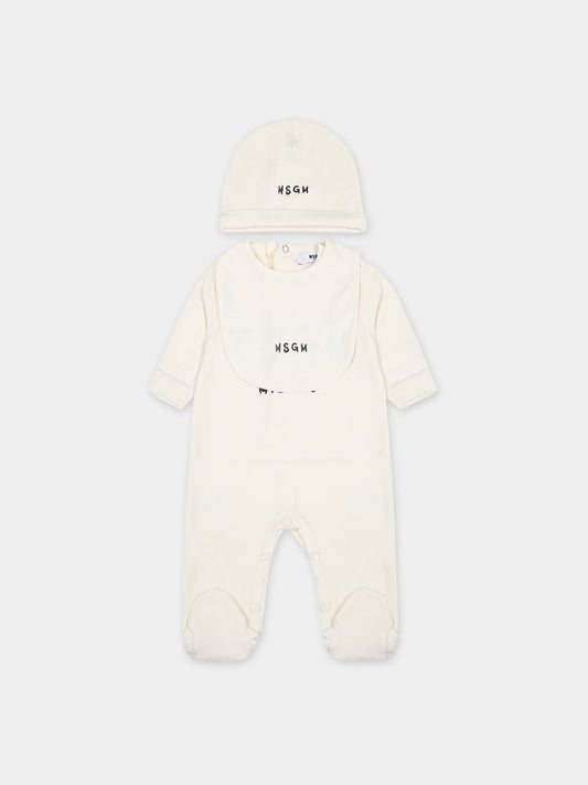 Set avorio per neonati con logo,Msgm Kids,F3MSUBRS035 013