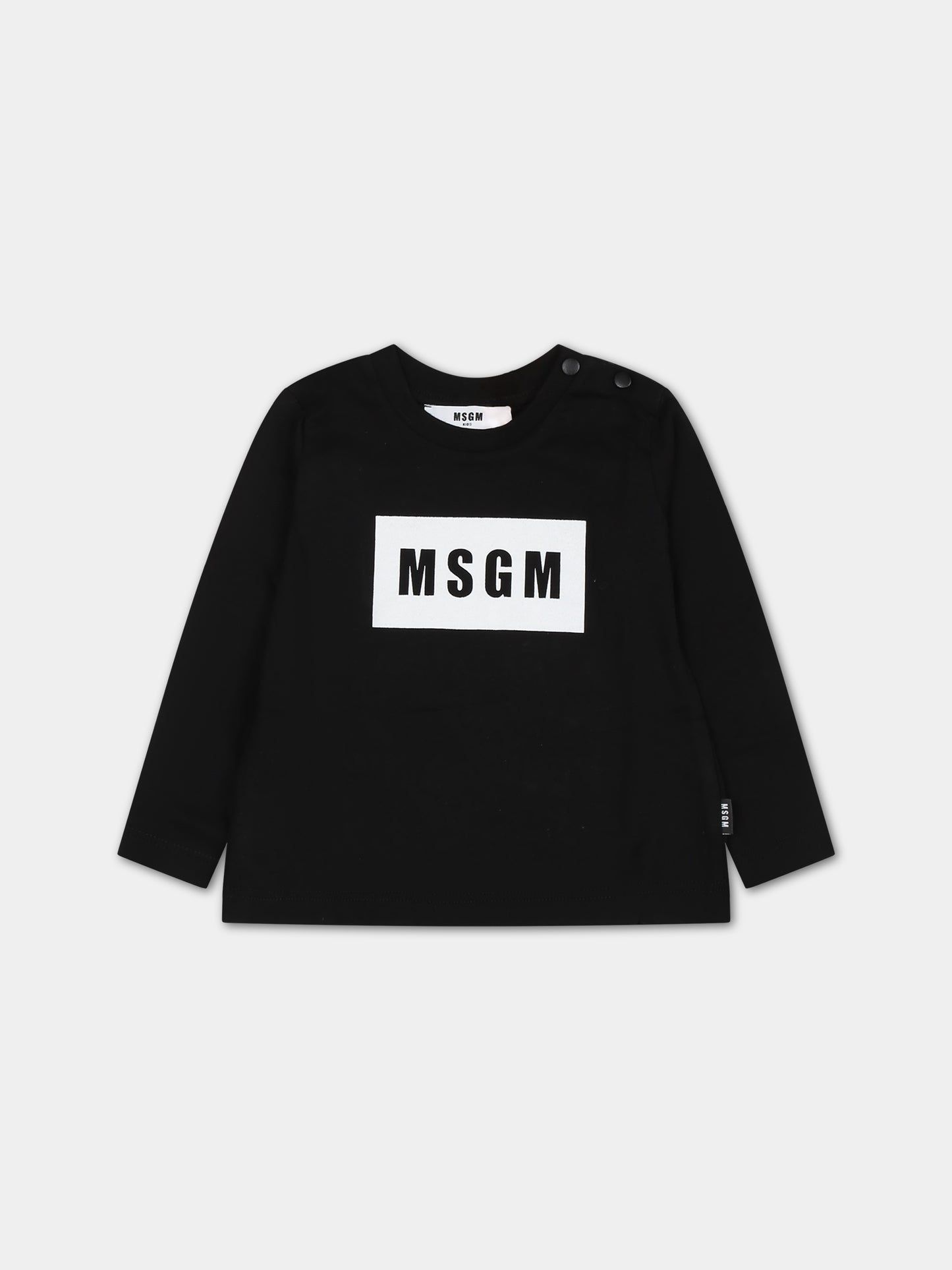 T-shirt nera per neonati con logo,Msgm Kids,F3MSUNTH038 110