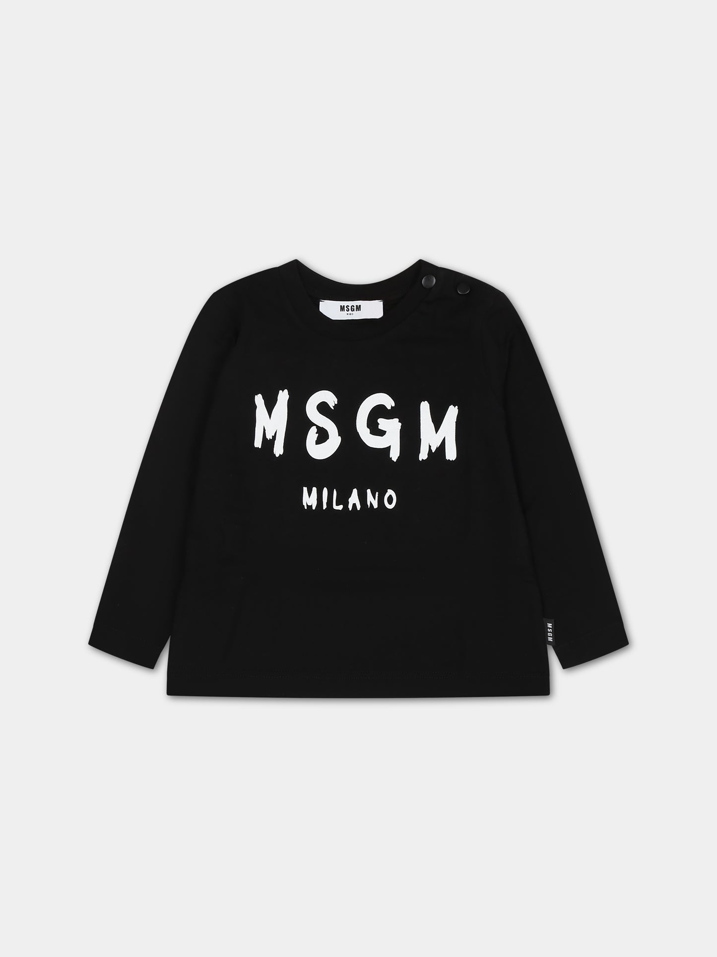 T-shirt nera per neonati con logo,Msgm Kids,F3MSUNTH044 110