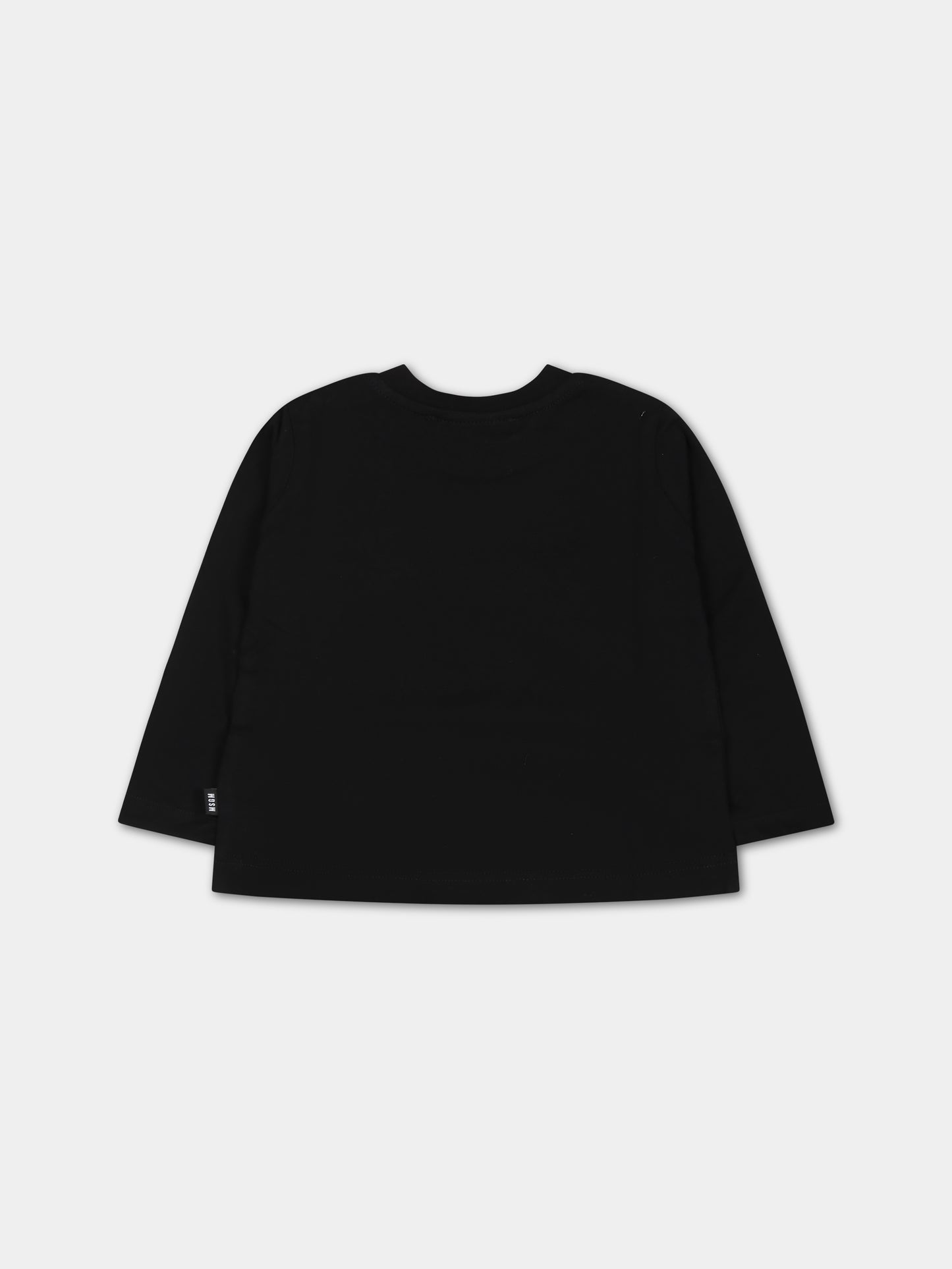 T-shirt nera per neonata con logo,Msgm Kids,F3MSUNTH044 110/02