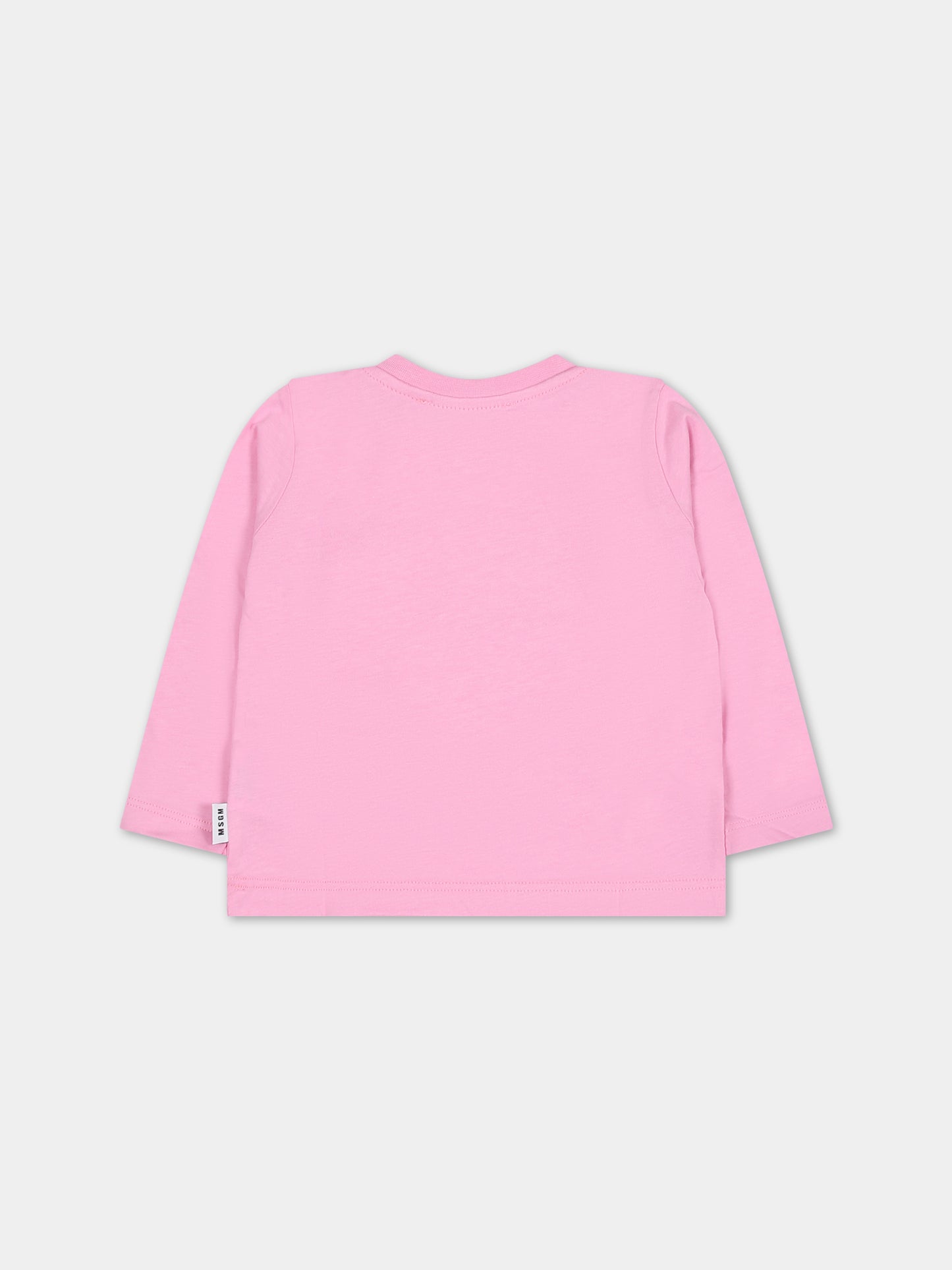 T-shirt rosa per neonata con logo,Msgm Kids,F3MSUNTH044 042