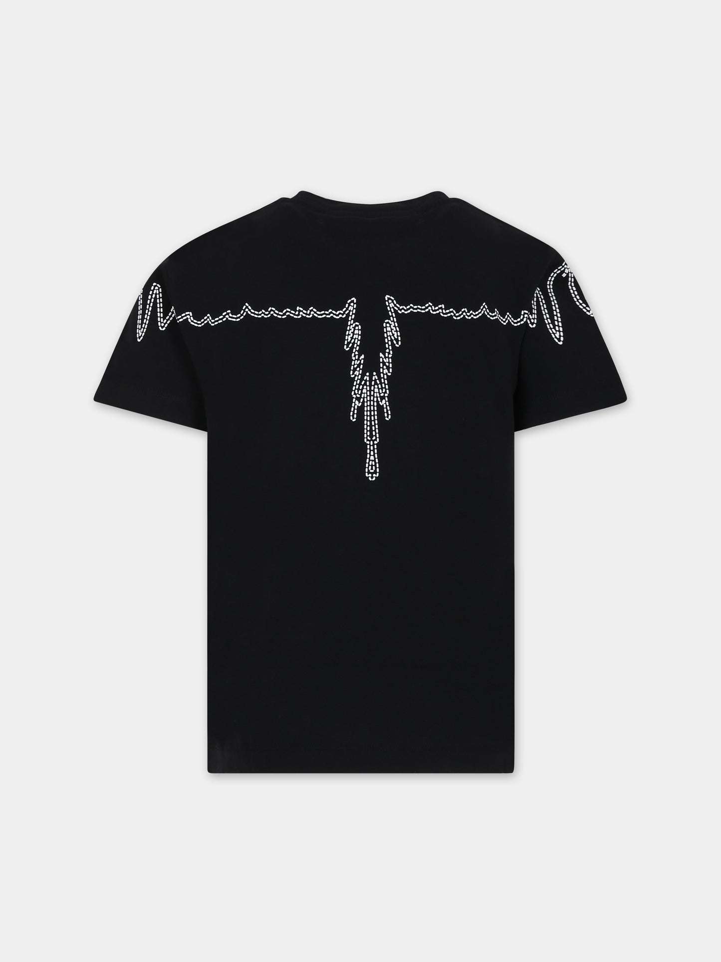 T-shirt nera per bambino con ali,Marcelo Burlon Kids,CBAA001F23JER0041001