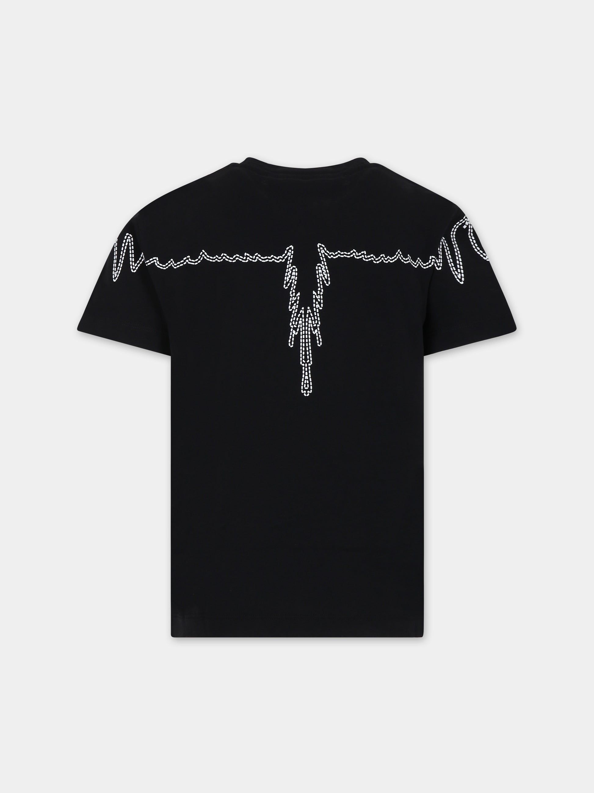 T-shirt nera per bambino con ali,Marcelo Burlon Kids,CBAA001F23JER0041001