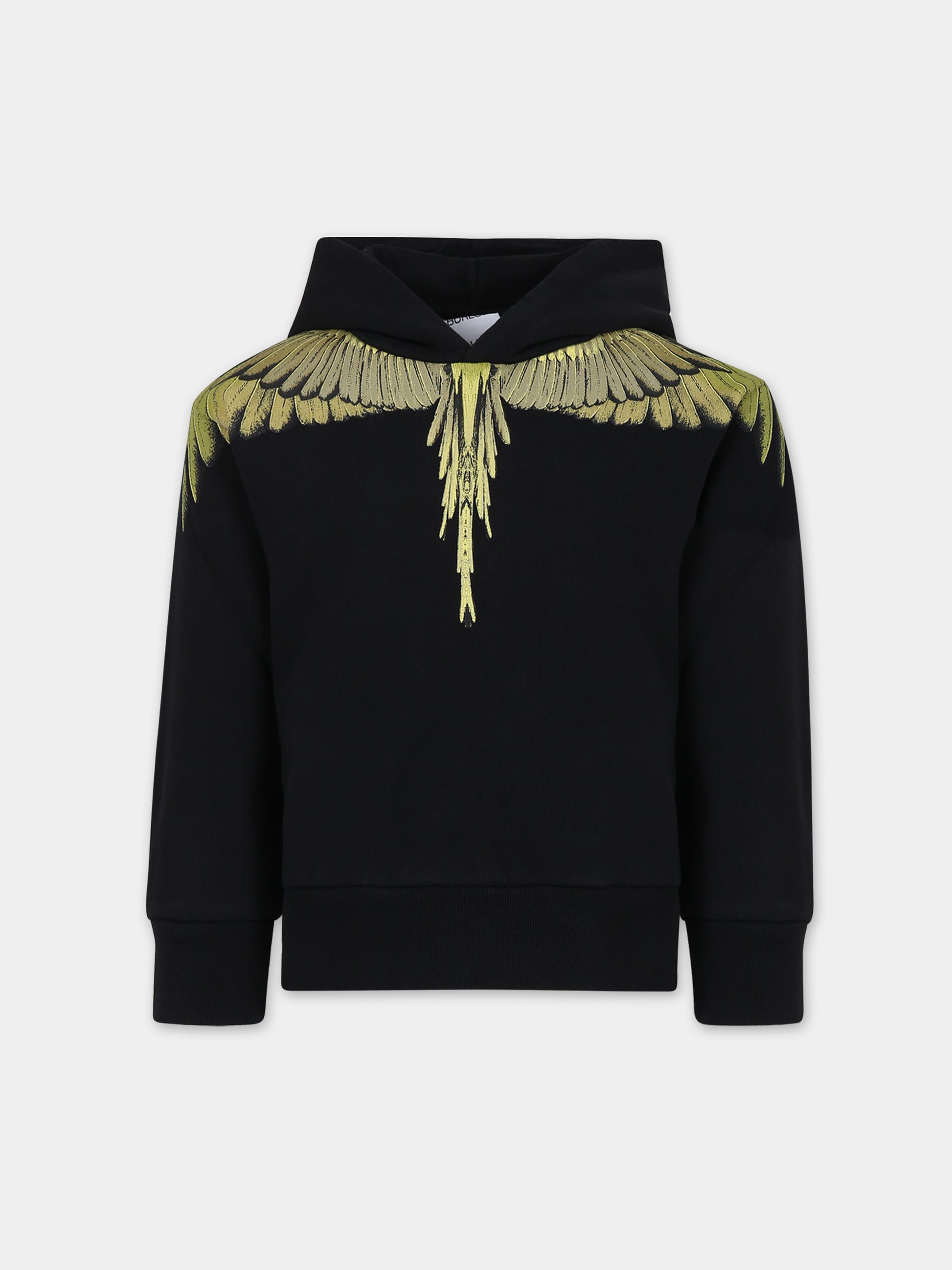 Felpa nera per bambino con ali,Marcelo Burlon Kids,CBBB001F23FLE0021014