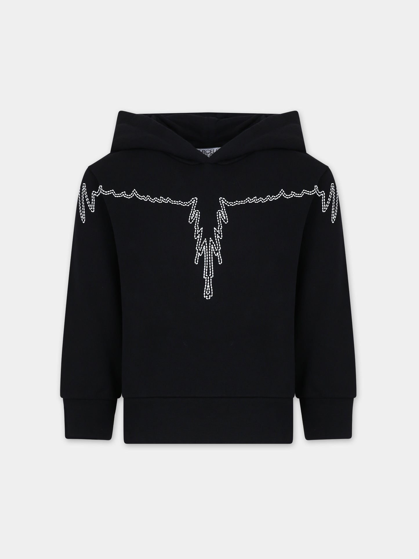 Felpa nera per bambino con ali,Marcelo Burlon Kids,CBBB001F23FLE0041001