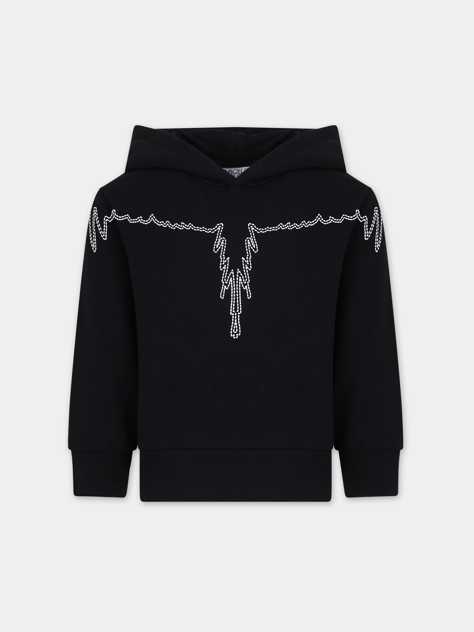 Felpa nera per bambino con ali,Marcelo Burlon Kids,CBBB001F23FLE0041001