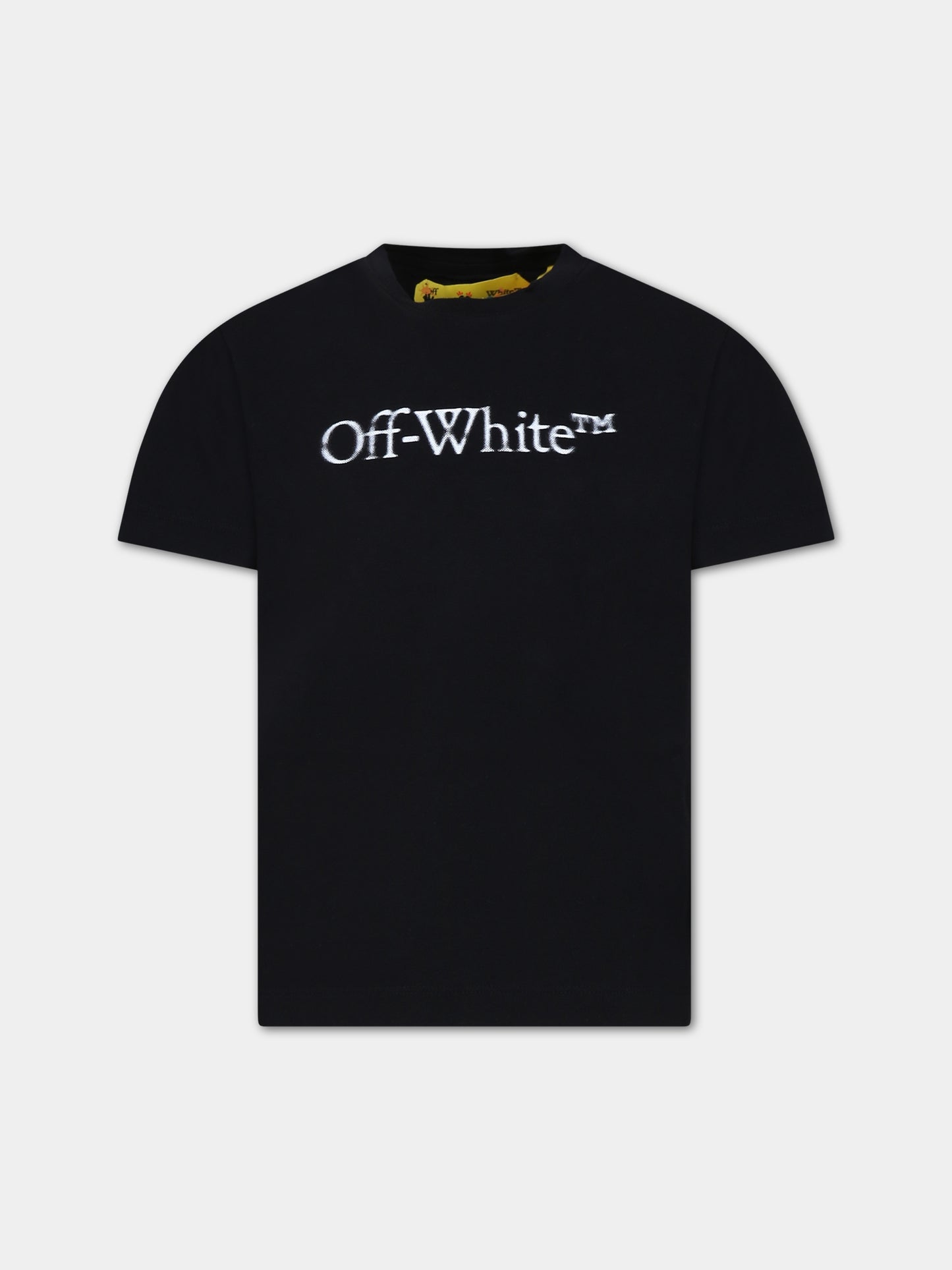 T-shirt nera per bambini con logo,Off White,OBAA002F23JER0021001