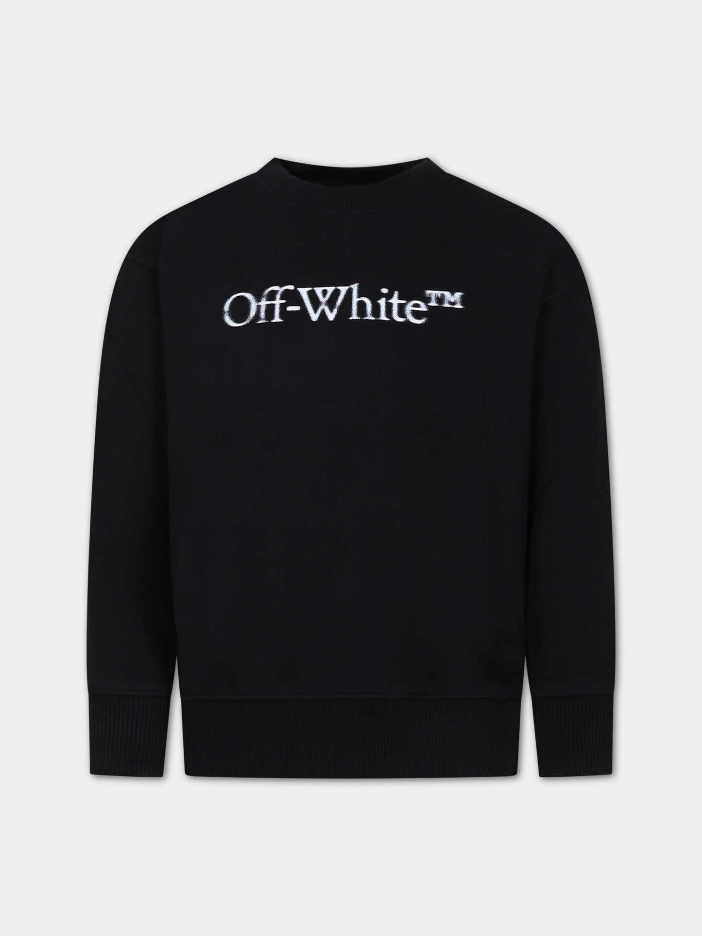 Felpa nera per bambini con logo,Off White,OBBA001F23FLE0081001