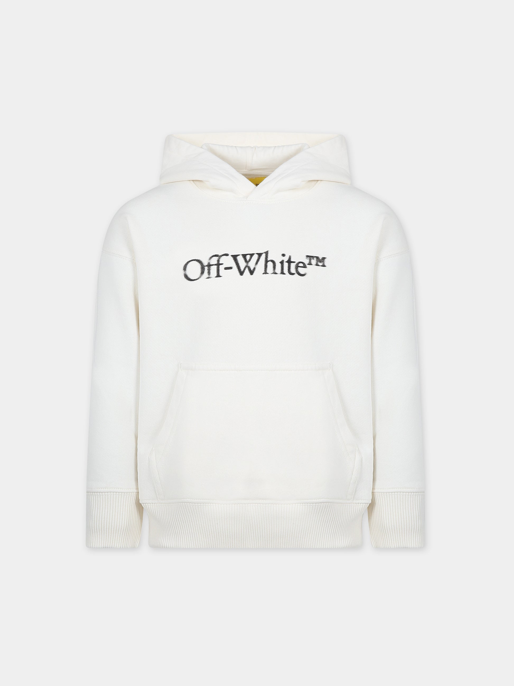 Felpa bianca per bambini con logo,Off White,OBBB001F23FLE0010310