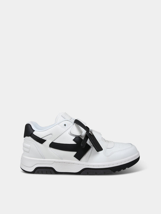 Sneakers basse bianche per bambini con iconica freccia,Off White,OBIA008F23LEA0010110