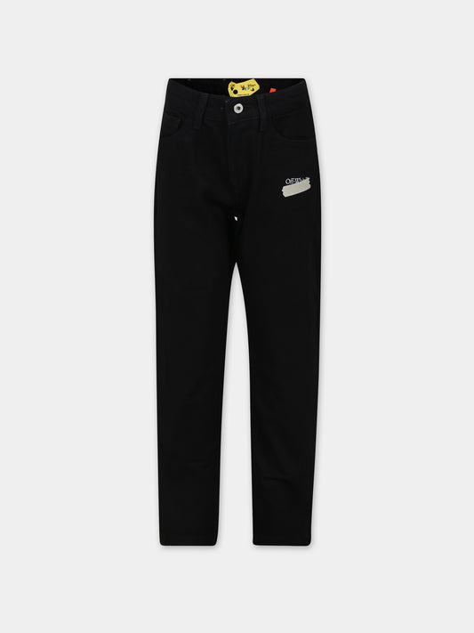 Jeans neri per bambino,Off White,OBYA001F23DEN0030701
