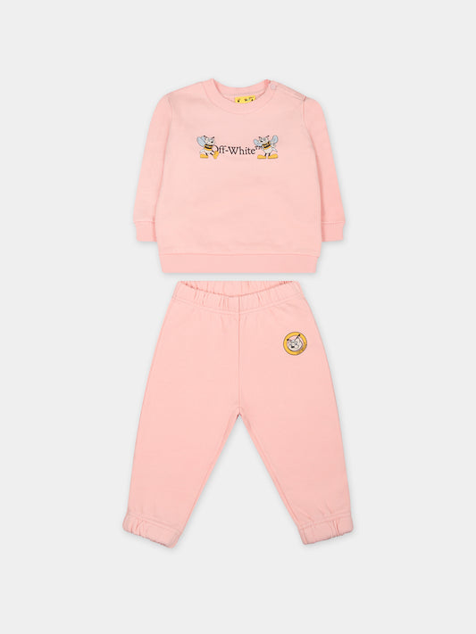 Tuta rosa per neonata,Off White,OG2X003F23FLE0023010