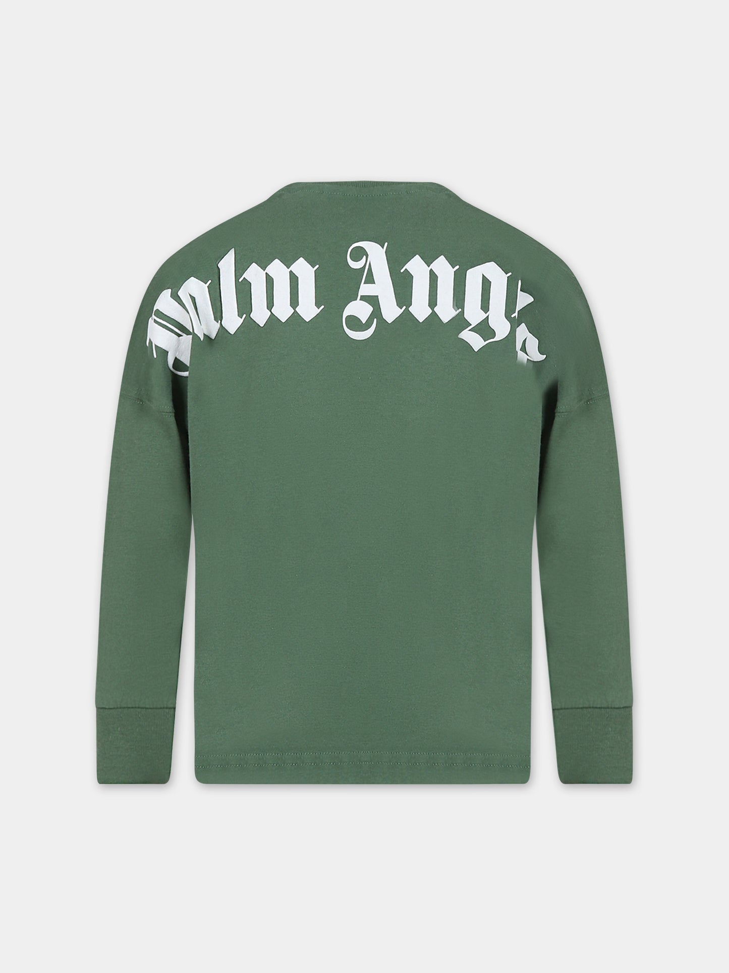 T-shirt verde per bambini con logo,Palm Angels,PBAB005C99JER0015501