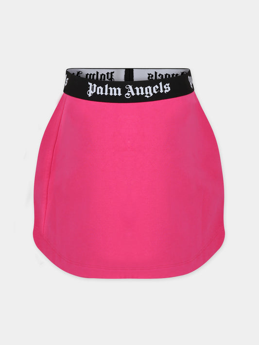 Gonna fucsia per bambina con logo,Palm Angels,PGCK002C99FLE0013210