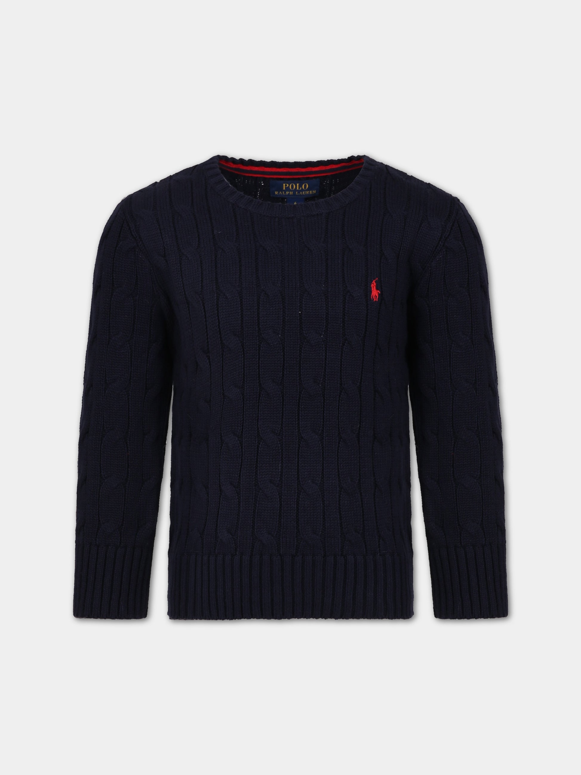 Maglione blu per bambino con cavallino,Ralph Lauren Kids,702674042
