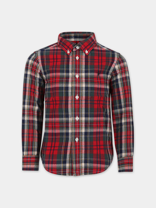 Camicia rossa per bambino con iconico cavallino,Ralph Lauren Kids,918247001