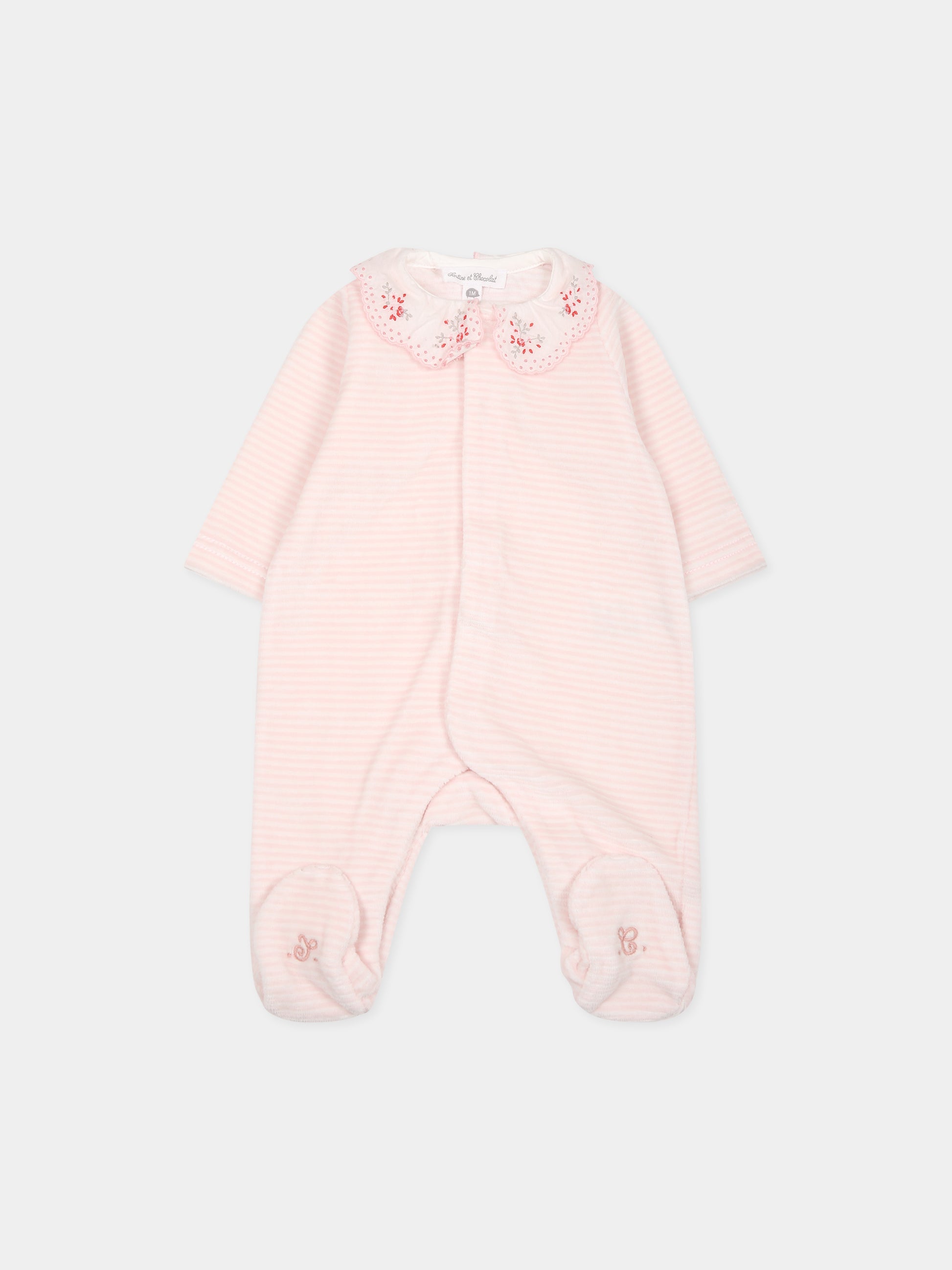 Tutina rosa per neonata con ricami,Tartine Et Chocolat,TX54130-31
