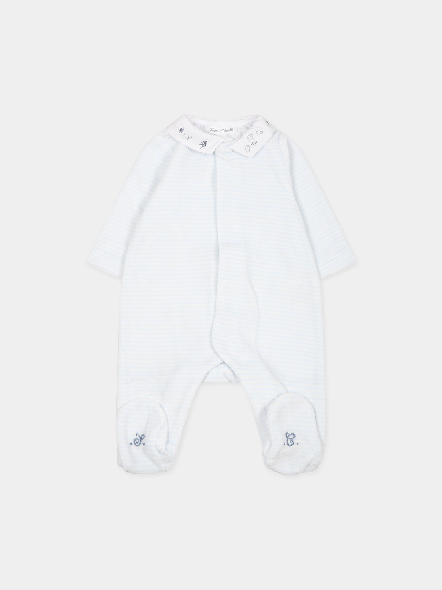 Tutina celeste per neonato con ricami,Tartine Et Chocolat,TX54130-41