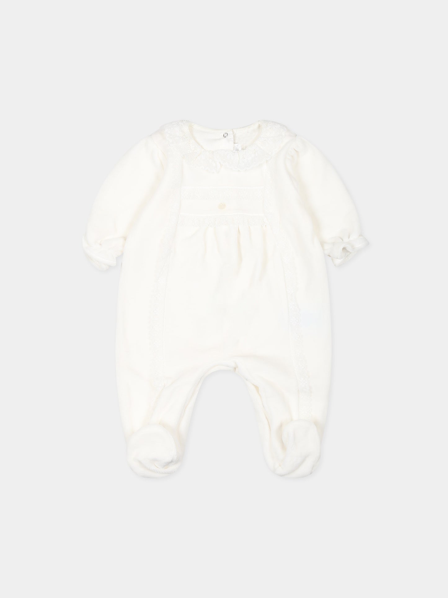 Tutina avorio per neonata con logo e ricami,Tartine Et Chocolat,TX54060-13